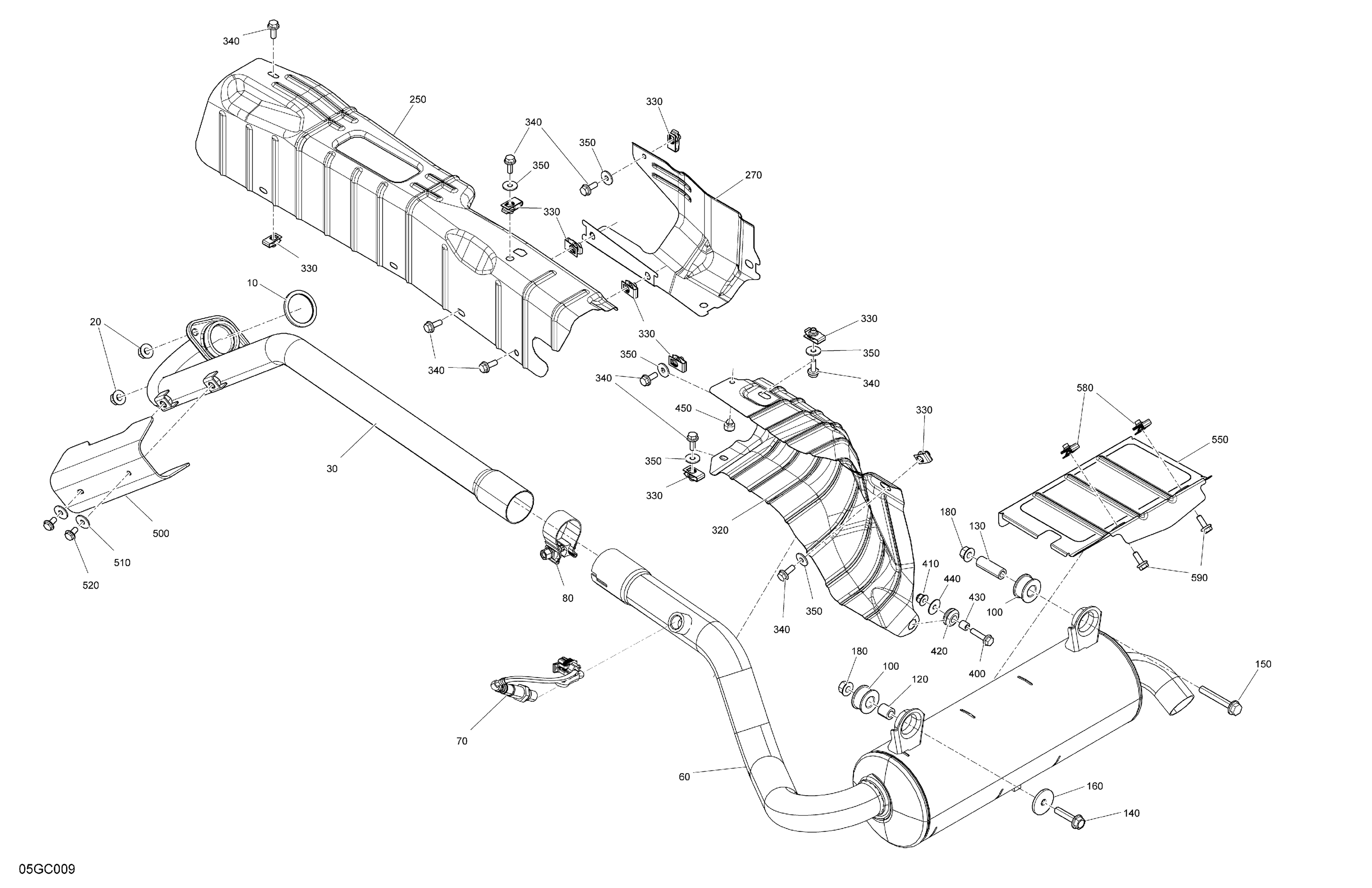 02 MOTEUR ECHAPPEMENT POUR OUTLANDER 450 EFI 6X6 XU VERT TUNDRA 2022