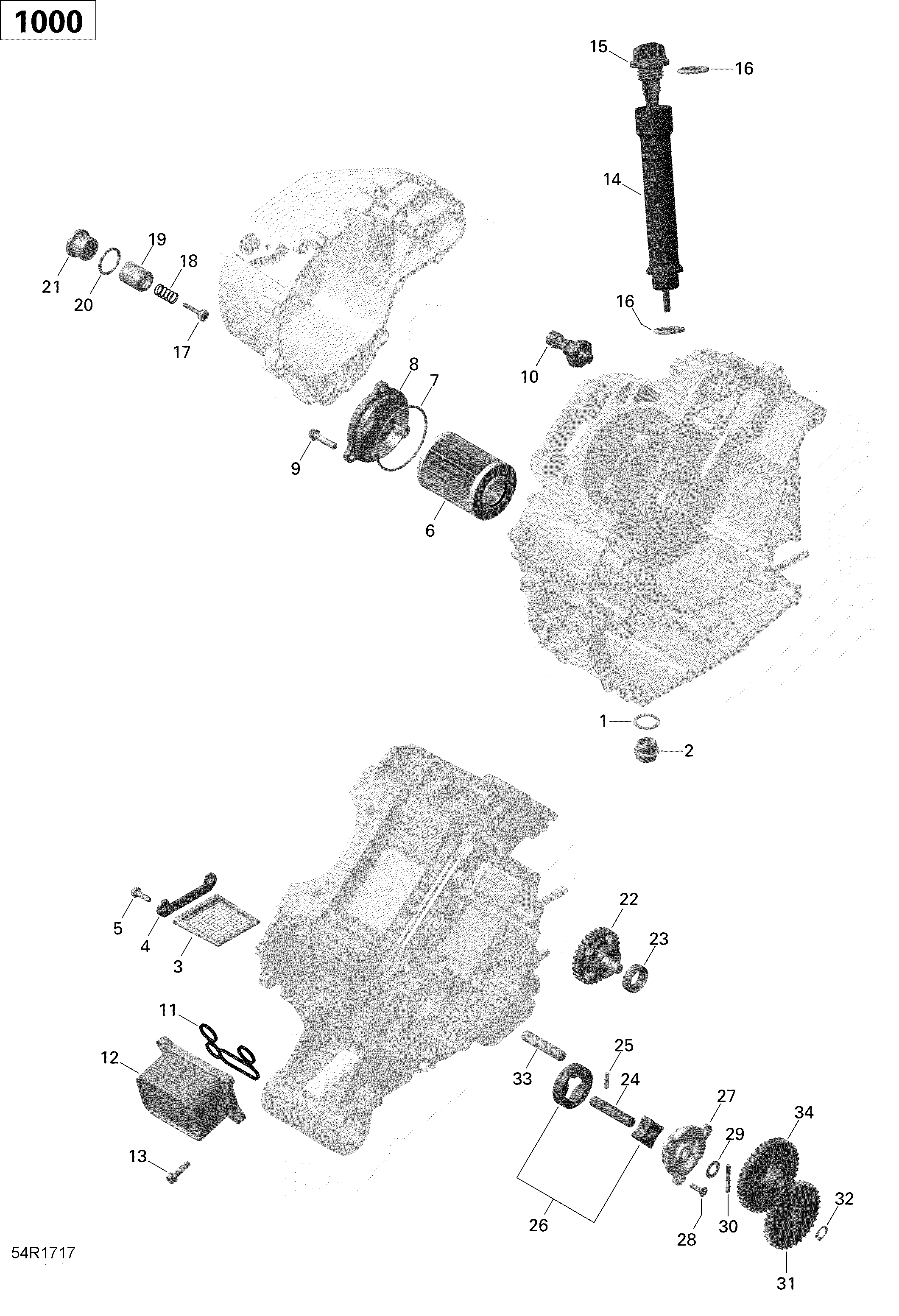 01 LUBRIFICATION DU MOTEUR 1000 EFI POUR COMMANDER DPS 800R EFI GRIS CARRIERE 2016
