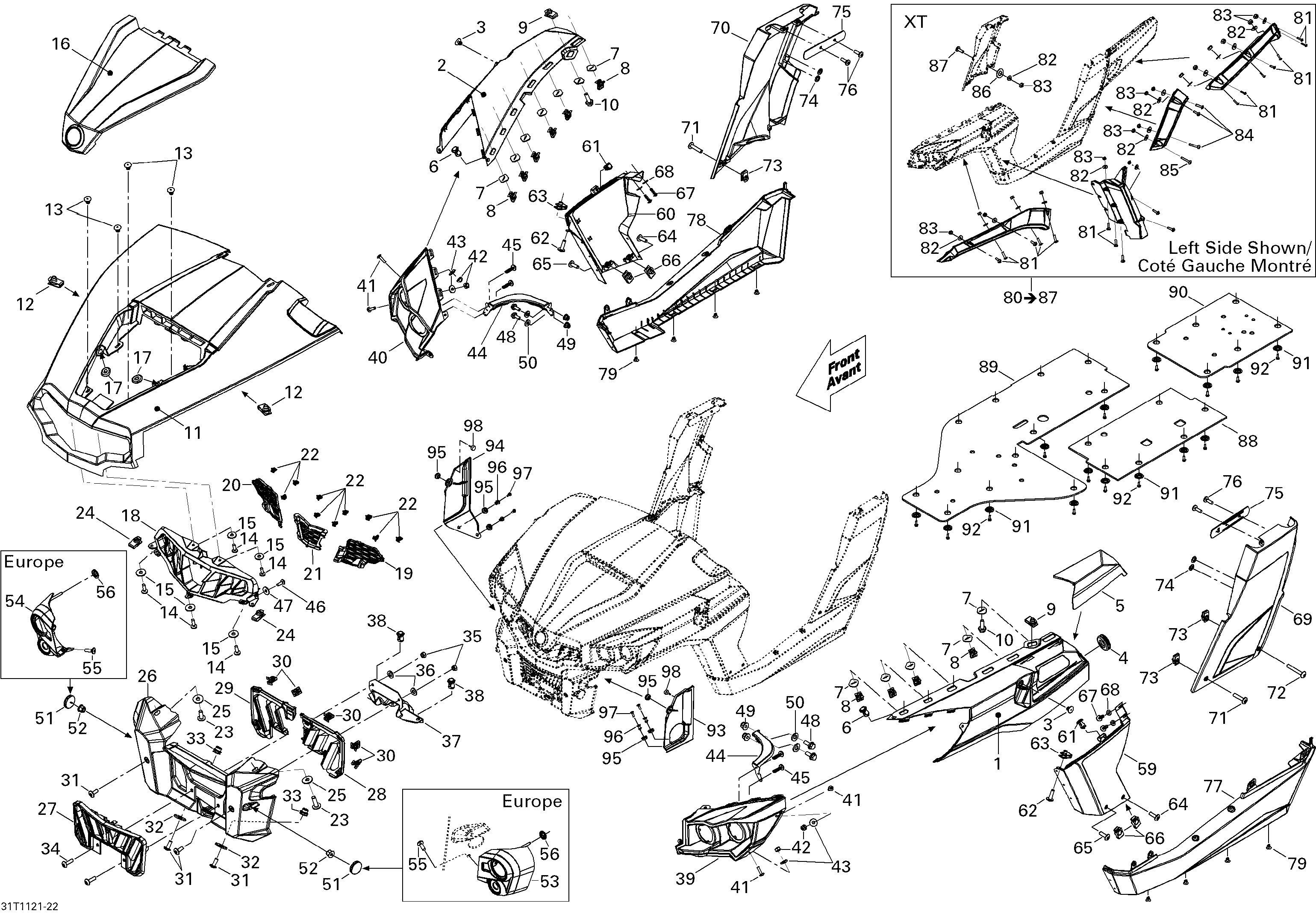 09 CARROSSERIE ET ACCESSOIRES POUR COMMANDER 1000 STD JAUNE 2011