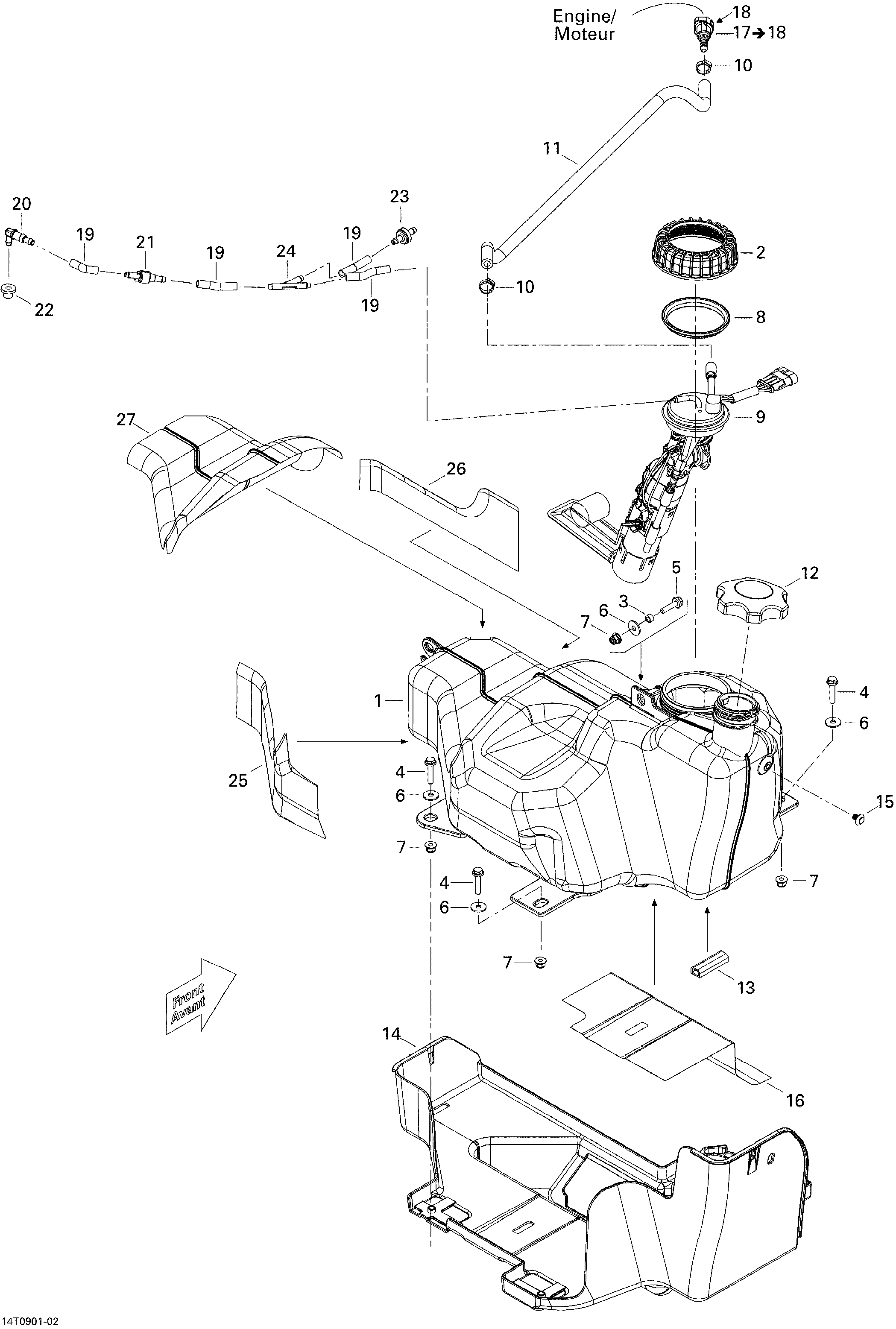 02 SYSTEME ALIMENTATION POUR OUTLANDER MAX STD 400 EFI CVT ROUGE VIPERE 2009