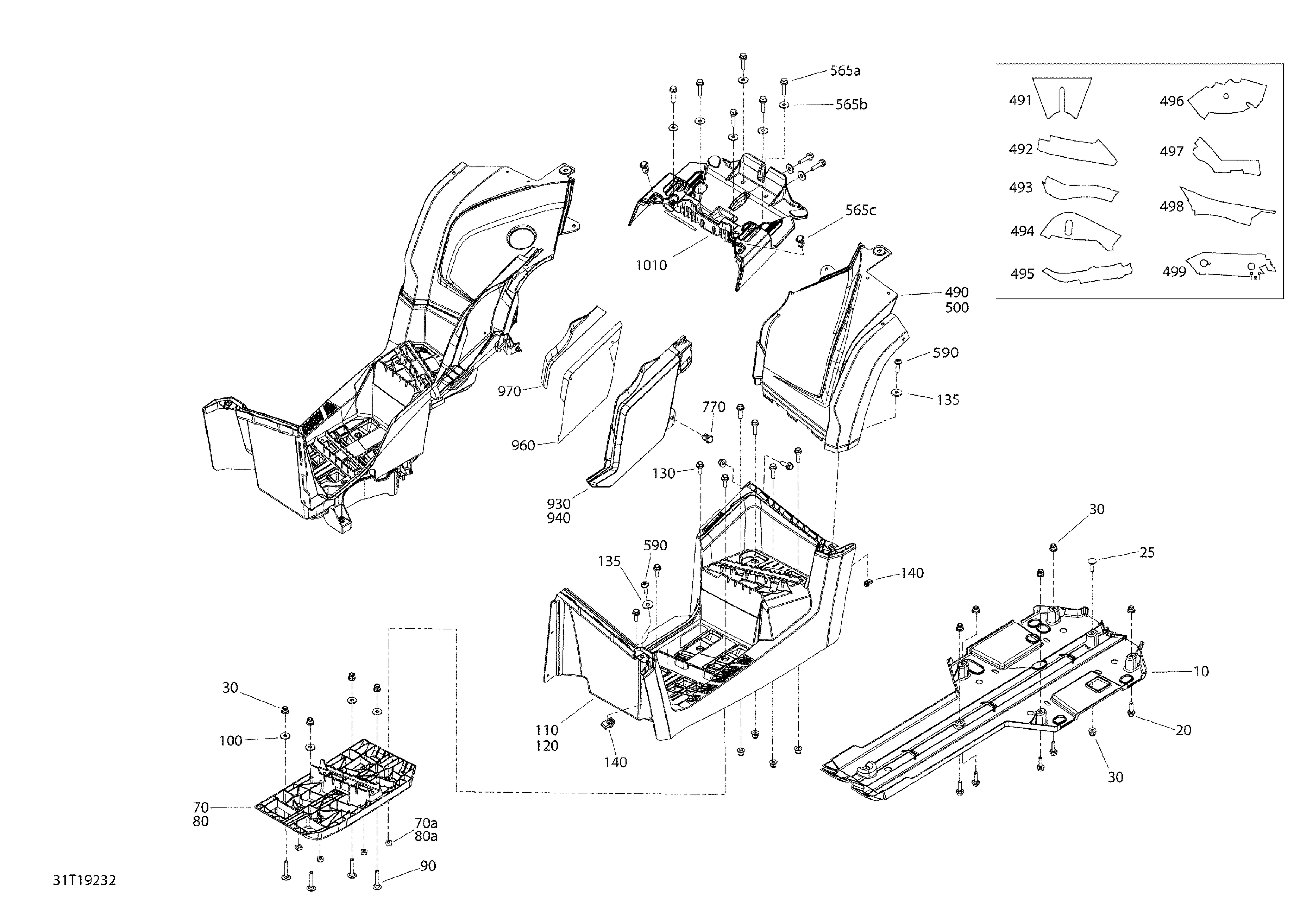 09 CARROSSERIE ET ACCESSOIRES 6X6 MAX 650 EFI VERT ESCADRON MILIEU POUR OUTLANDER 6X6 1000 EFI PRO NORDIC MAGNESIUM PUR 2019