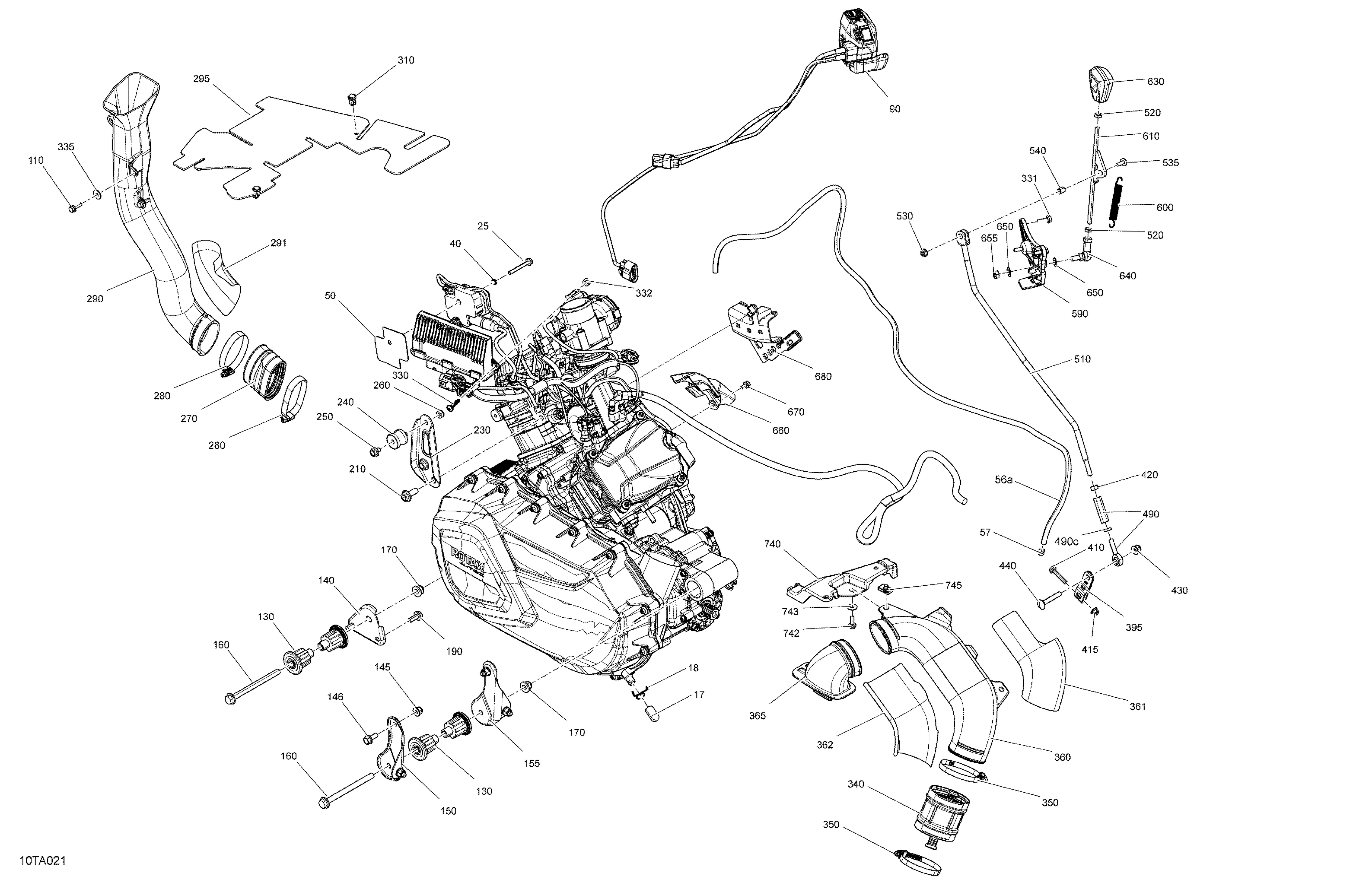 02 MOTEUR SYSTEME POUR RENEGADE 650 EFI STD LICHEN DU NORD 2021