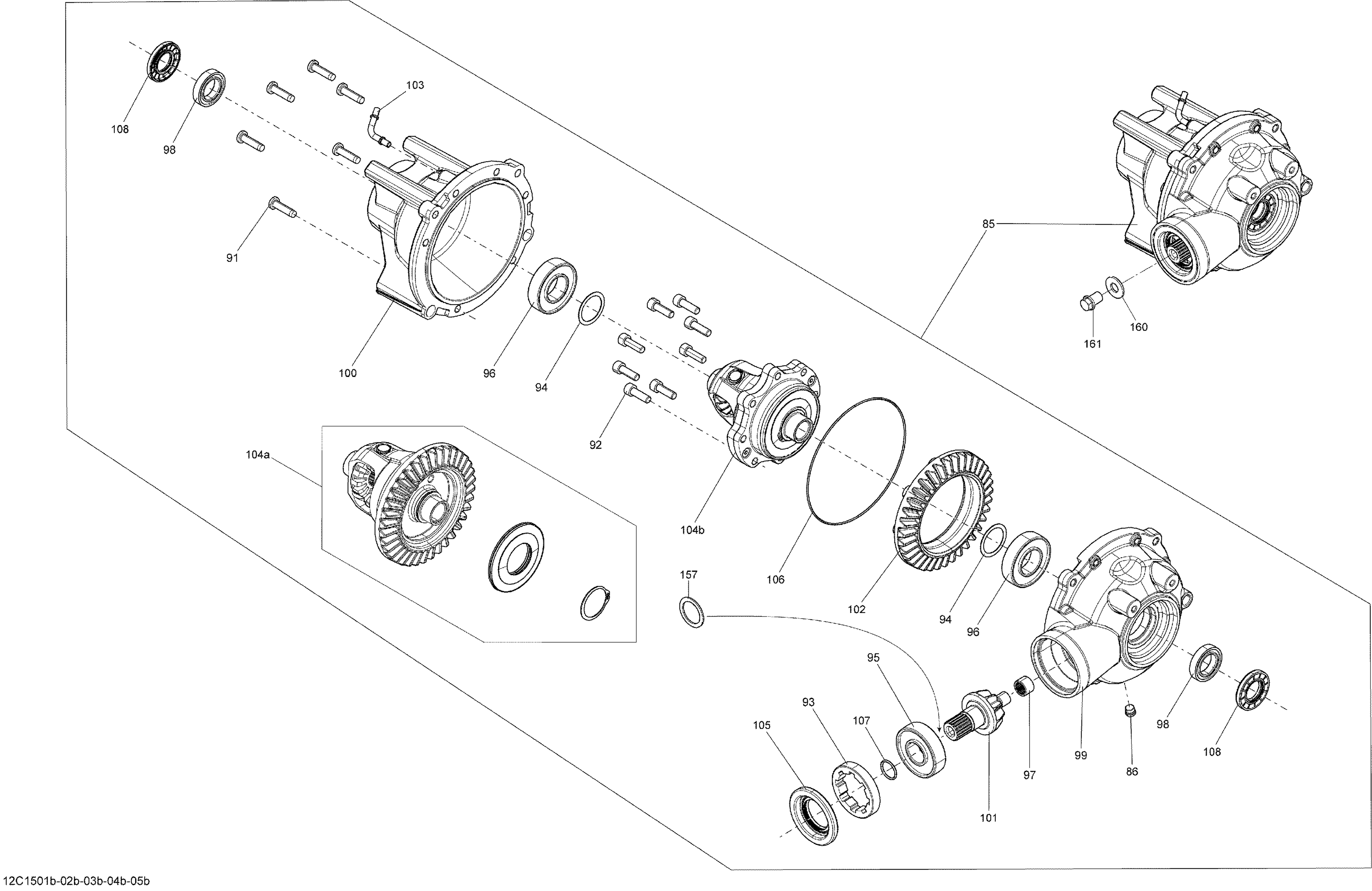 07 SYSTEME ENTRAINEMENT AVANT DIFFERENTIAL12C1502B POUR COMMANDER 800R EFI CVT DPS GRIS PALE 2015