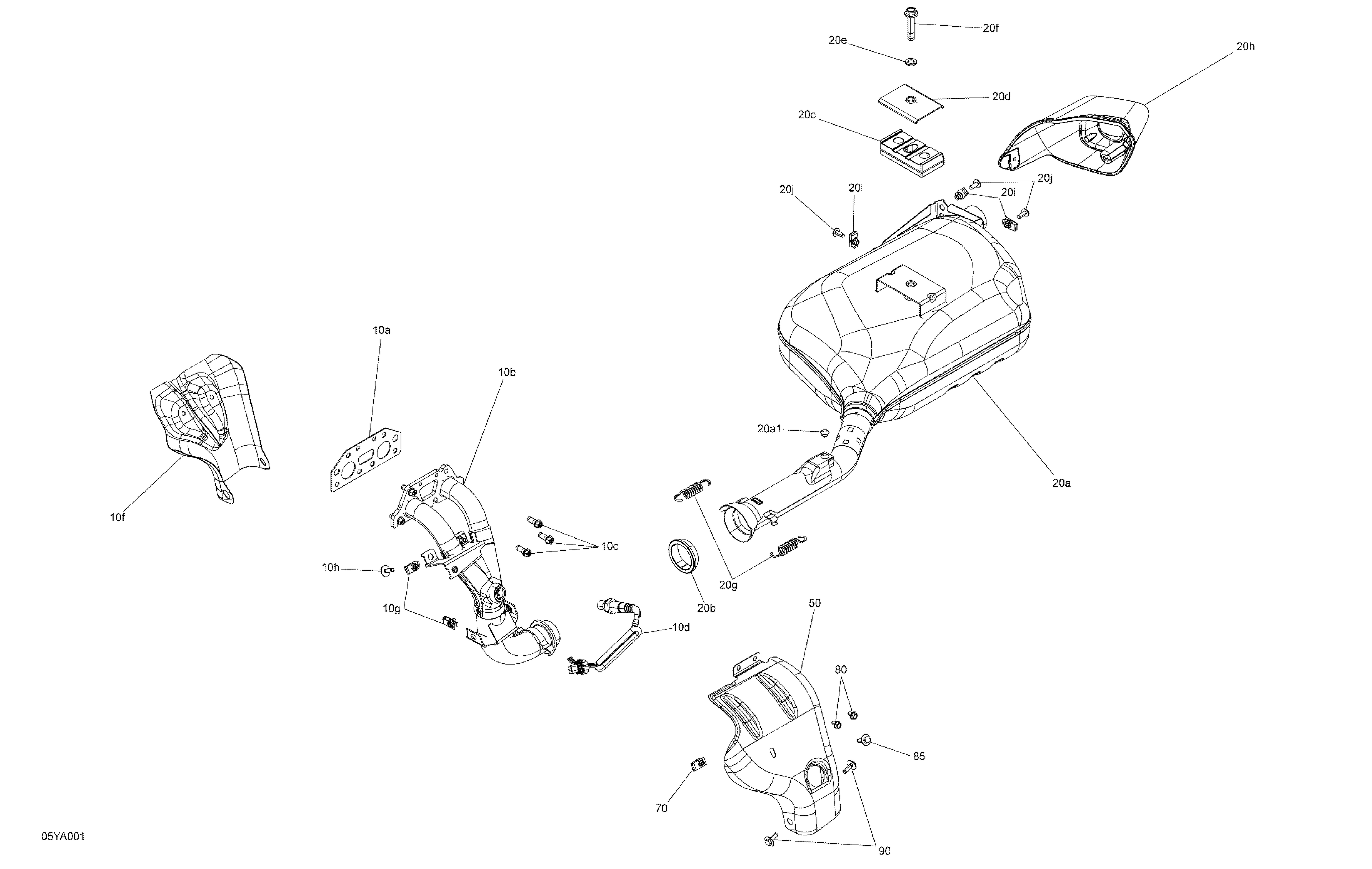 02 MOTEUR ECHAPPEMENT POUR RYKER 600 ACE CVT 2021