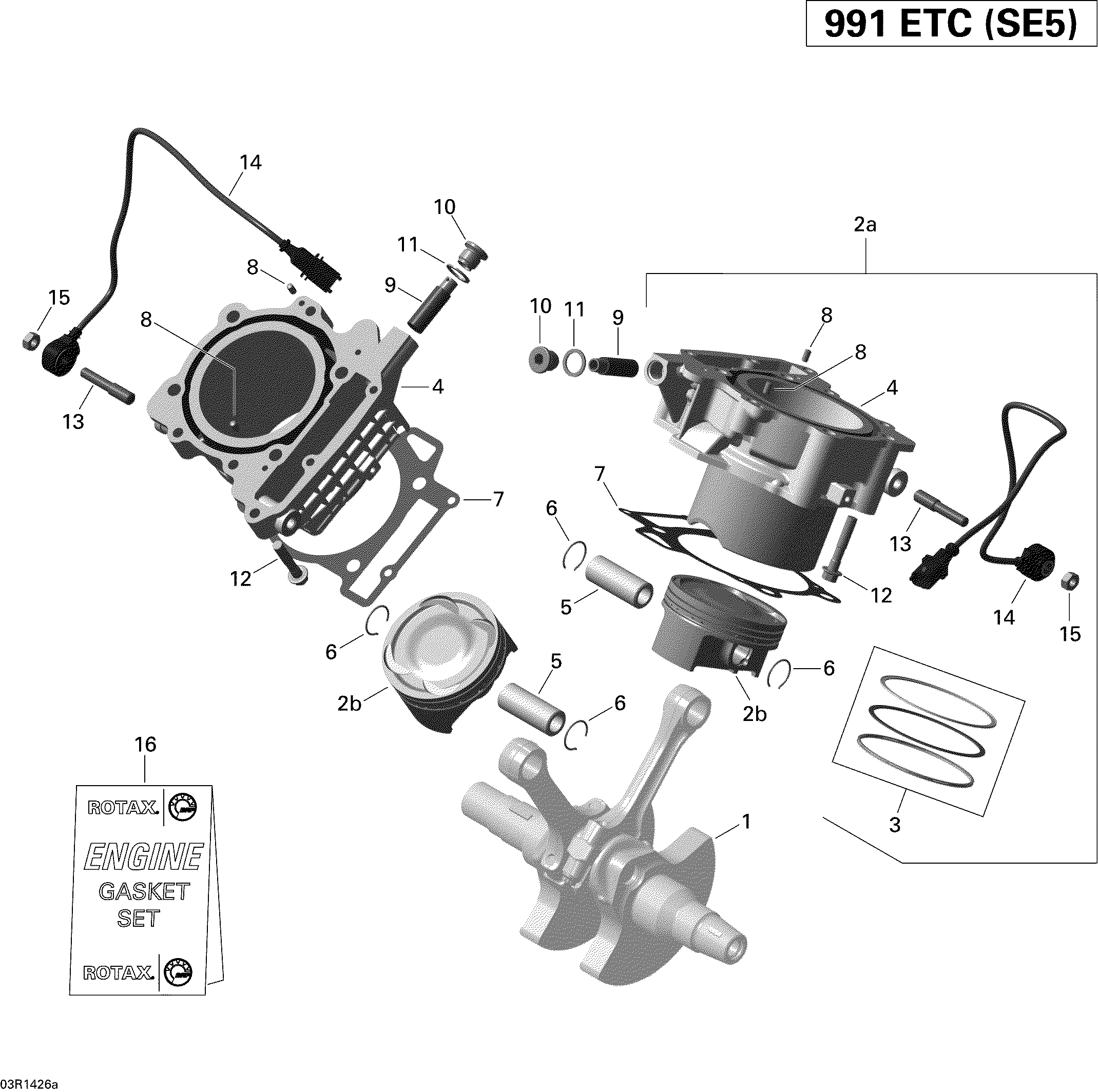 01 CULASSE ET PISTON POUR SPYDER RS S SE5 RED 2014