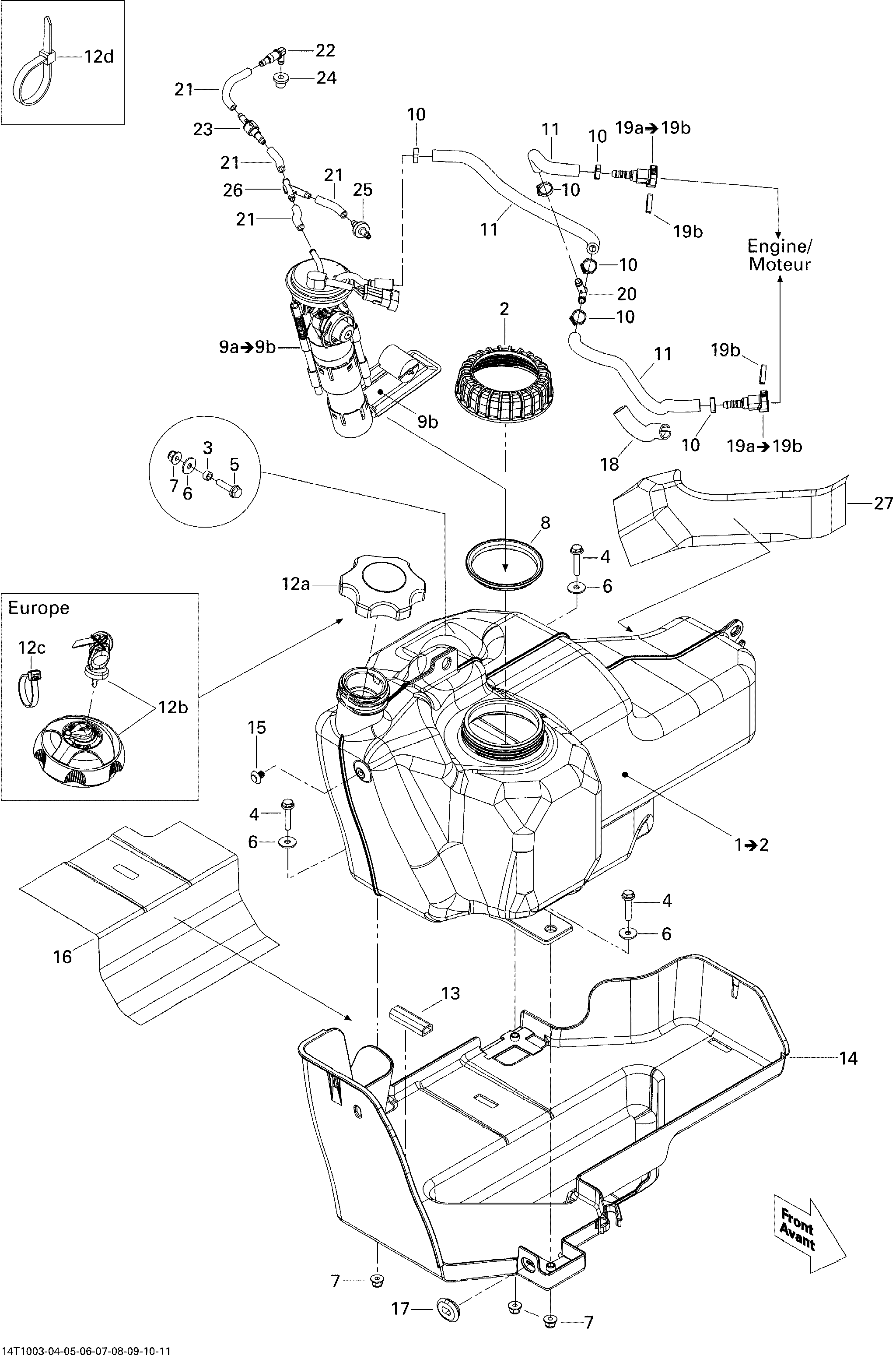 02 SYSTEME ALIMENTATION POUR OUTLANDER MAX LTD 800R EFI GRIS ACIER METALLIQUE 2010