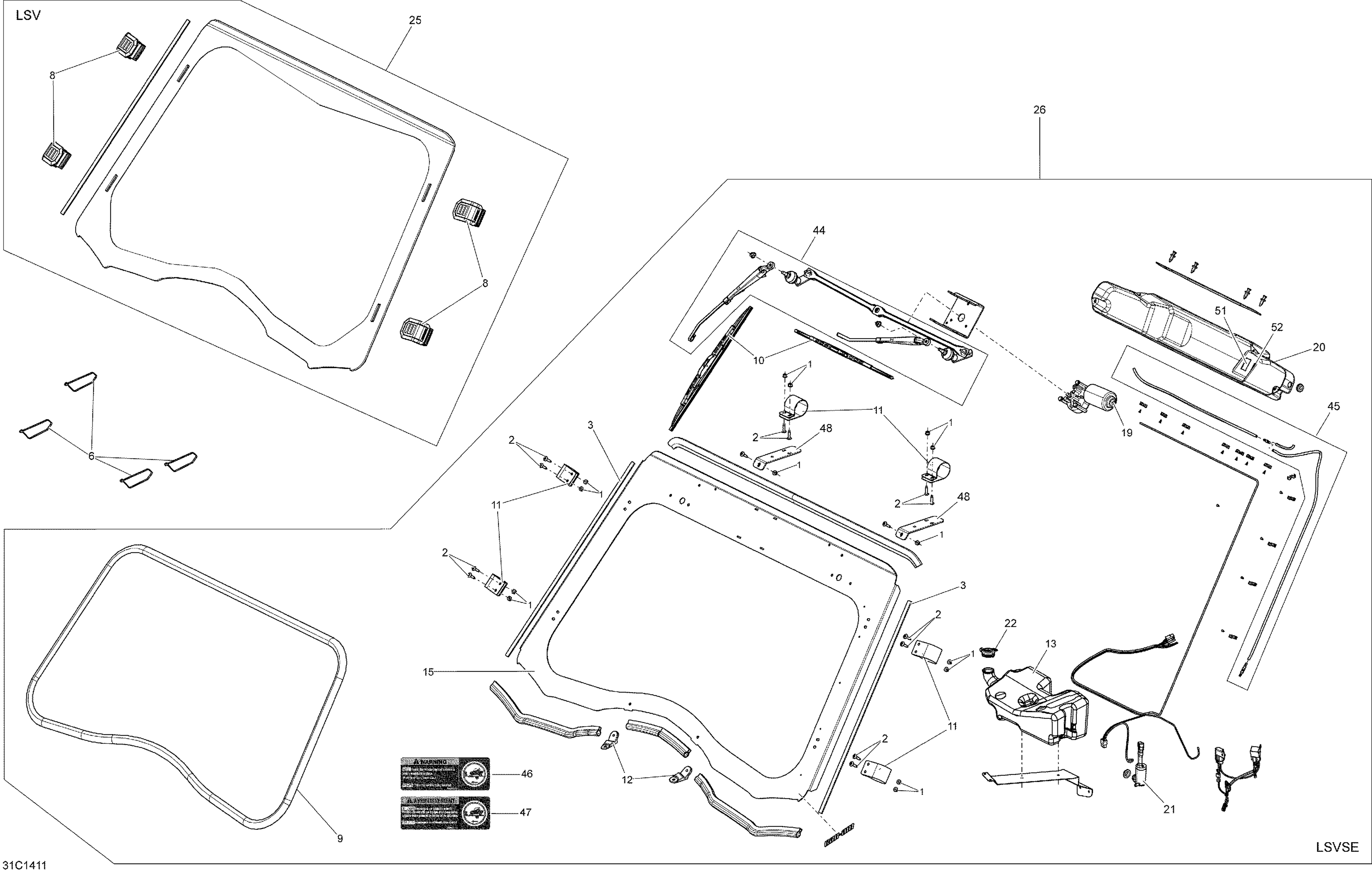 09 CARROSSERIE ET ACCESSOIRES WINDSHIELD31C1411 POUR COMMANDER ELECTRIQUE STD JAUNE 2014