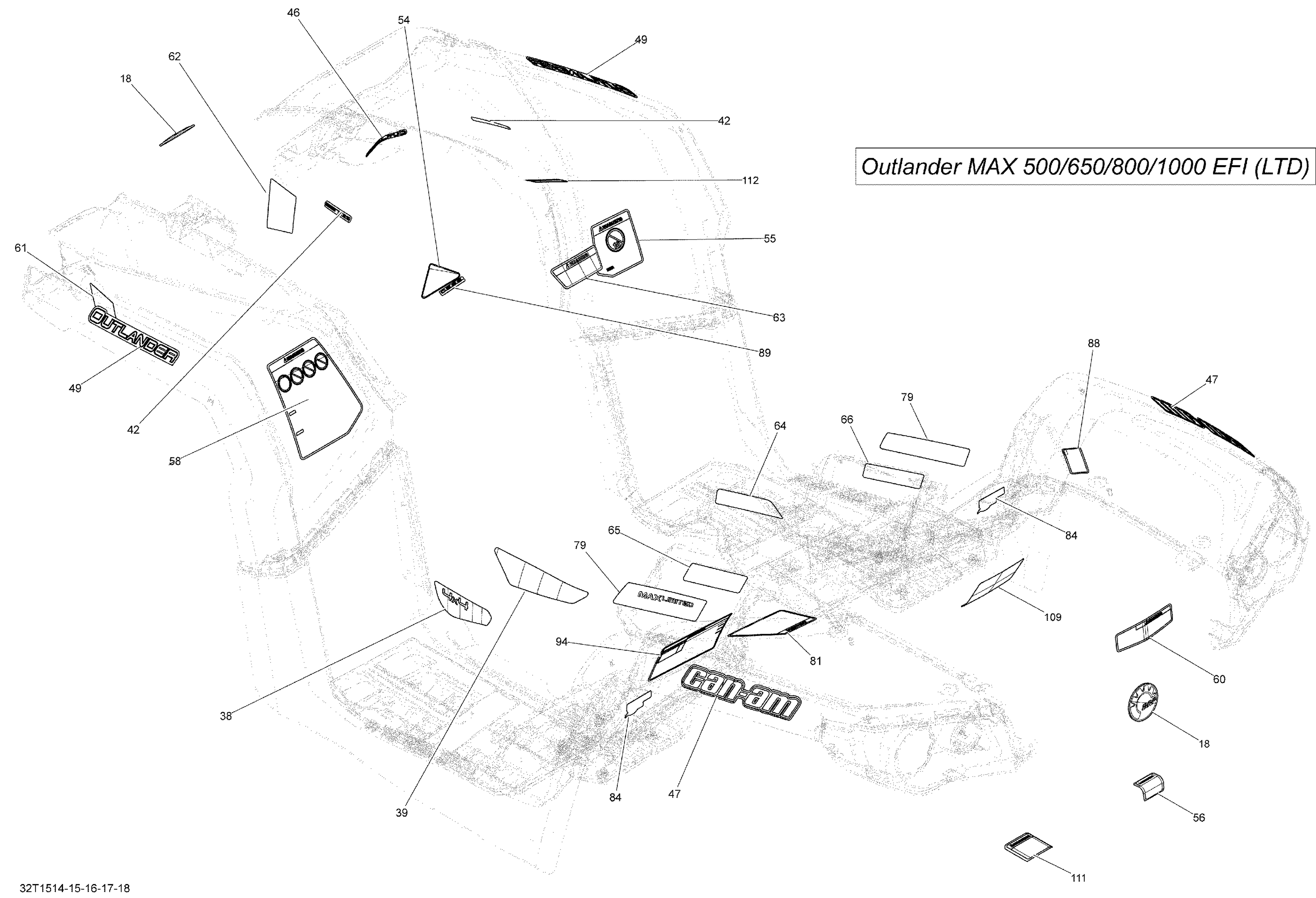 09 KITS DECO 32T1517 POUR OUTLANDER MAX DPS JAUNE 2015