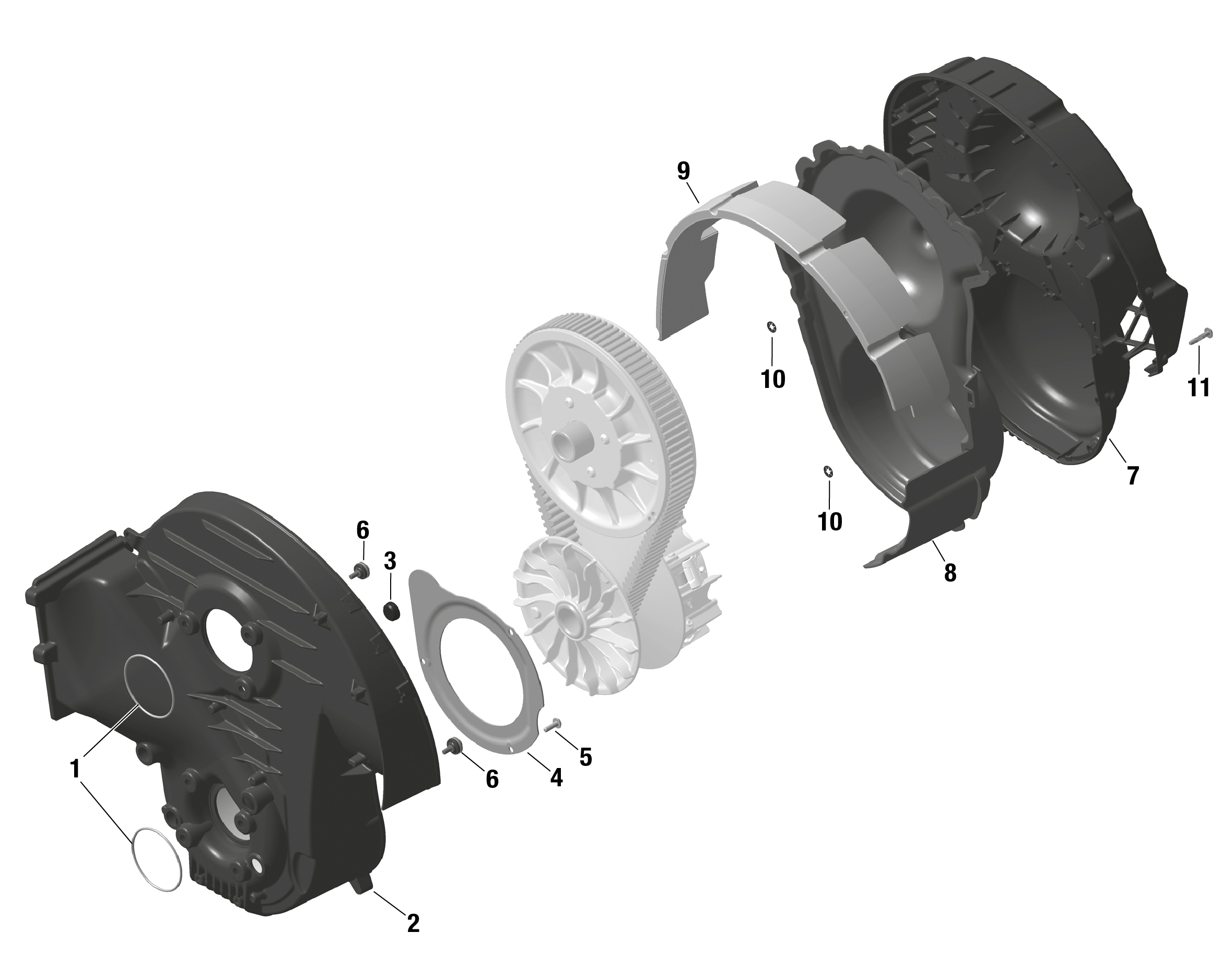 01 ROTAX COUVERCLE CVT POUR RYKER 900 ACE CVT BLACK 2023