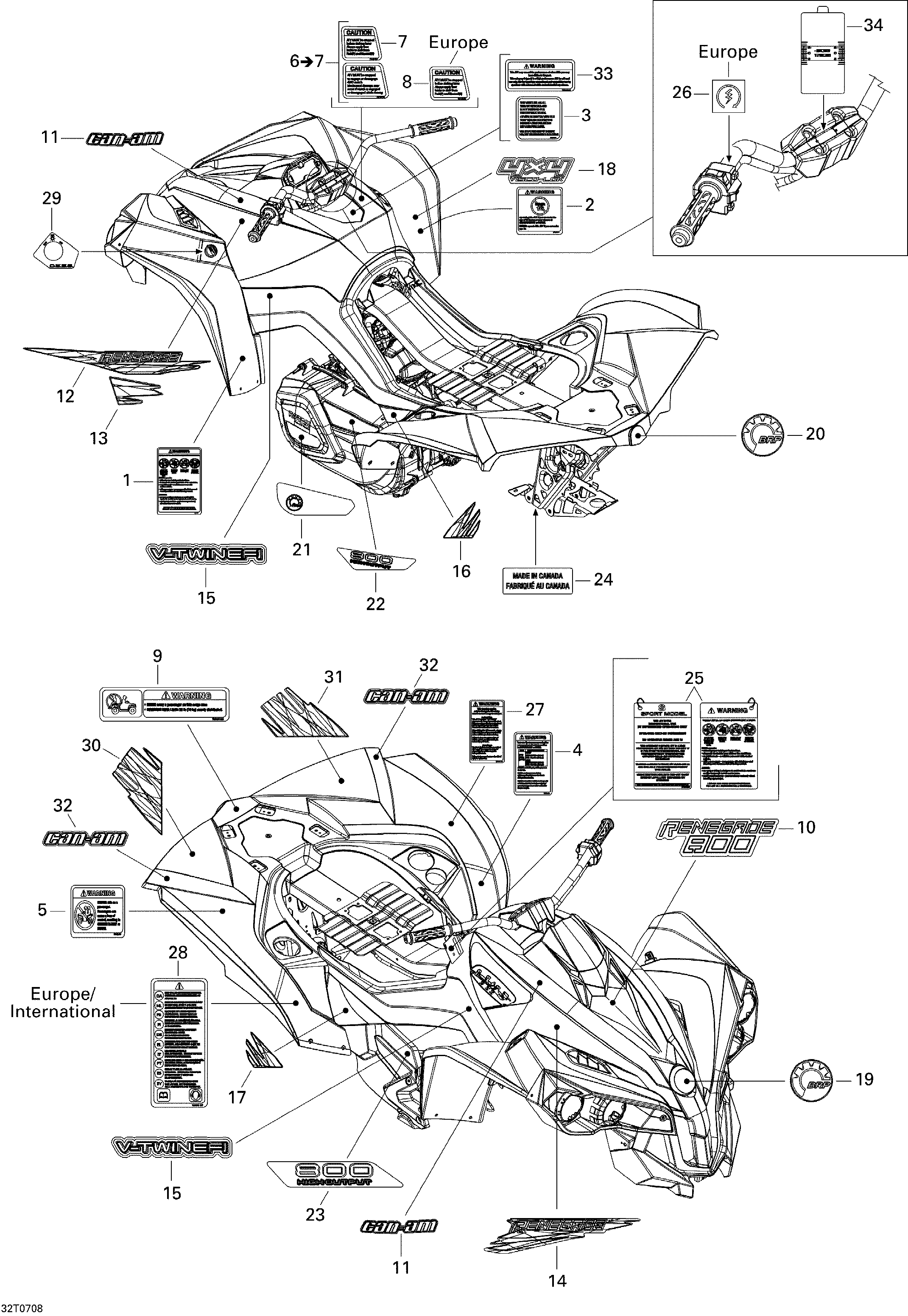 09 KITS DECO POUR RENEGADE 800 EFI JAUNE 2007