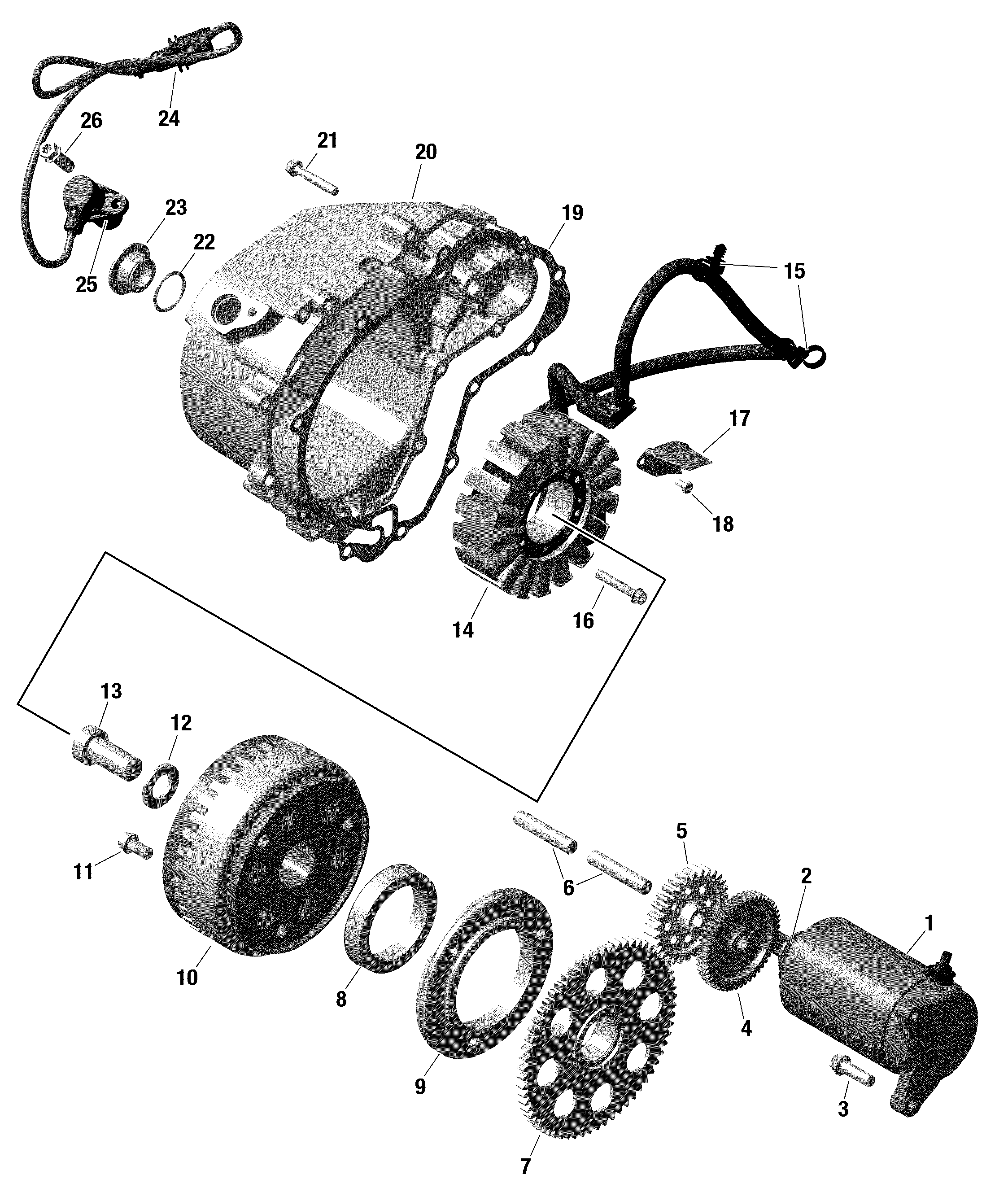 01 ROTAX MAGNETO ET DEMARREUR ELECTRIQUE POUR COMMANDER 1000R DPS VERT TUNDRA 2021