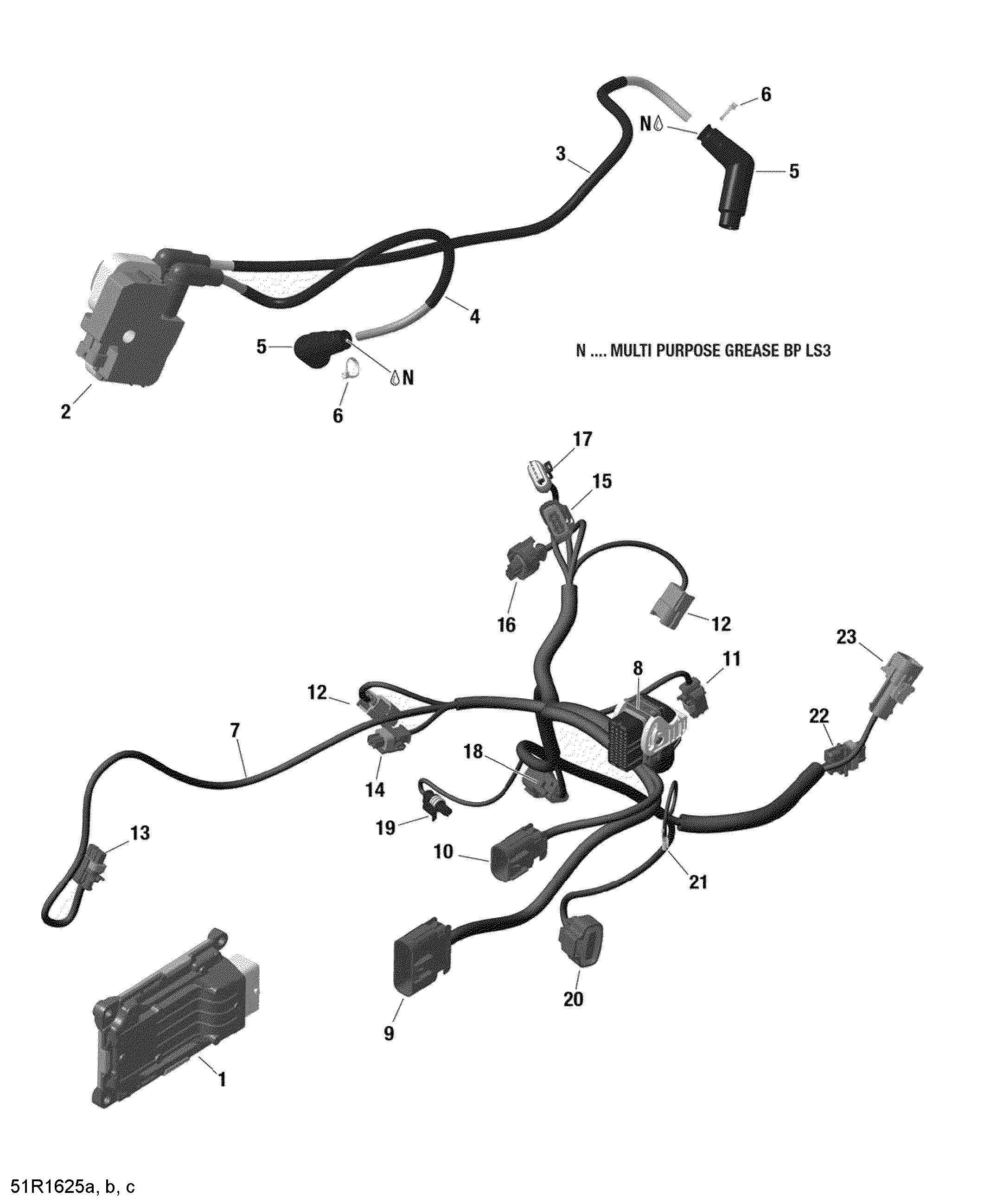 10 CABLAGE MOTEUR ET MODULE ELECTRONIQUE 1000R EFI RENEGADE2 POUR RENEGADE STD 570 EFI ROUGE CAN AM 2016