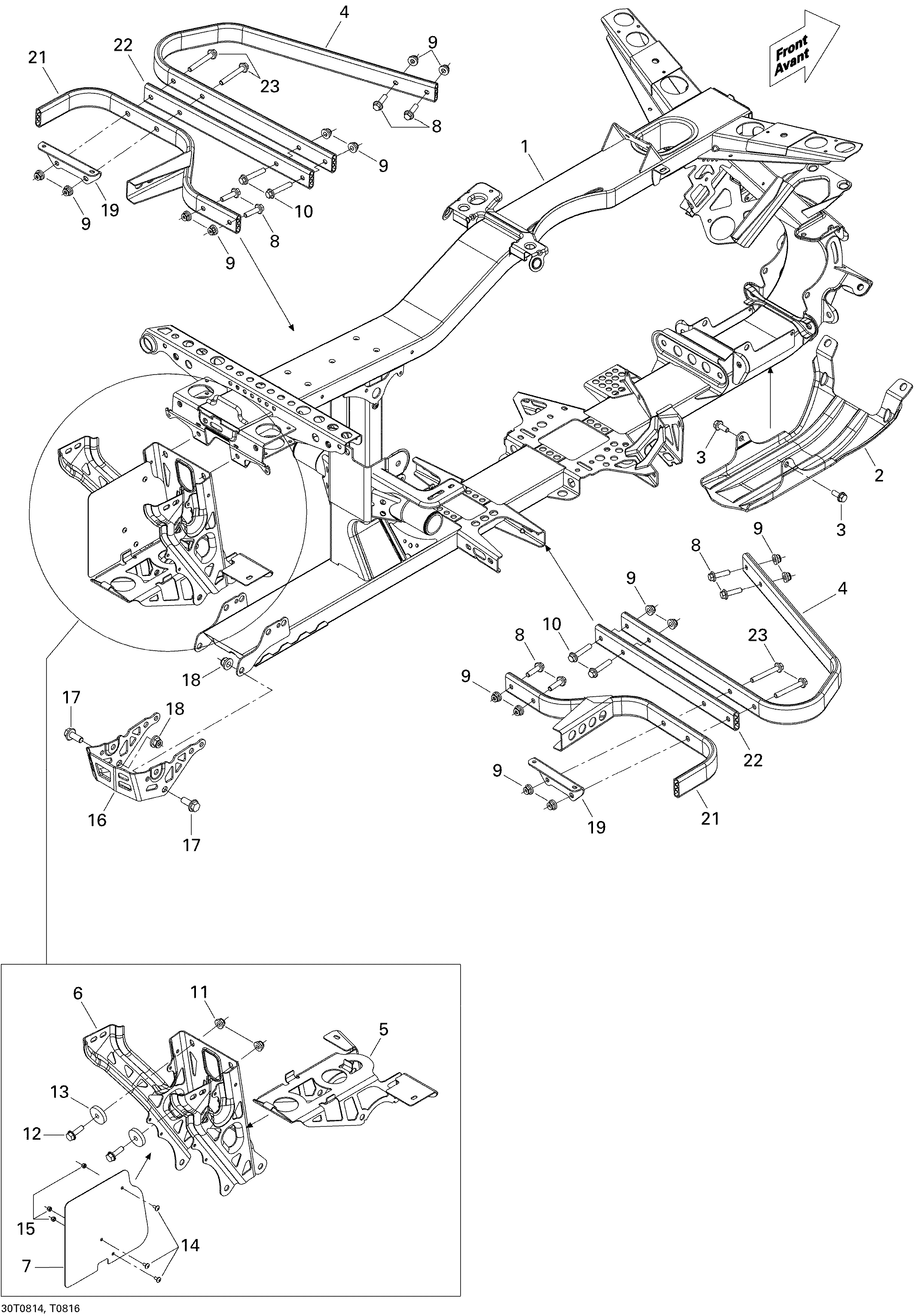09 CHASSIS POUR RENEGADE STD 500 EFI JAUNE 2008
