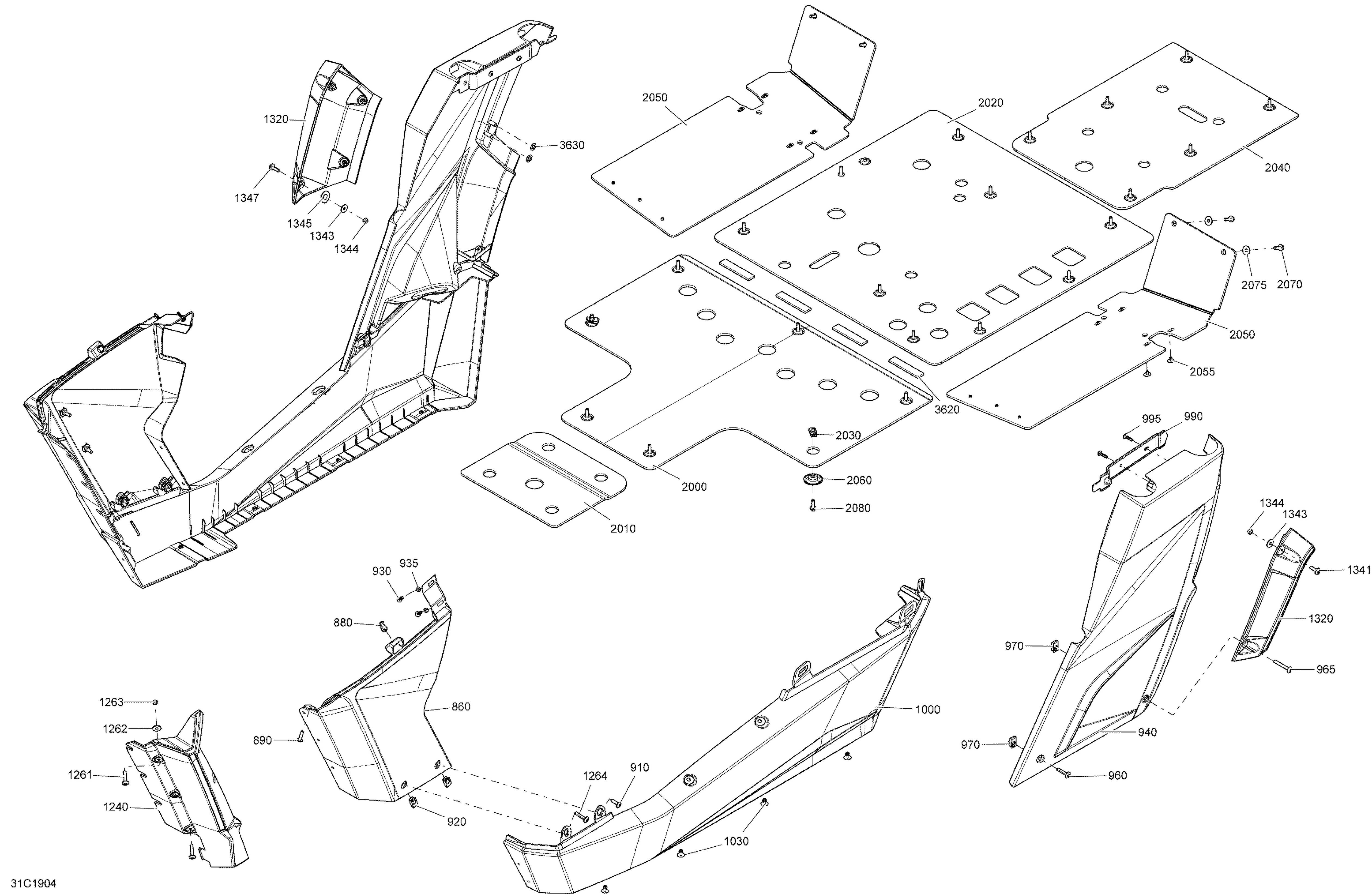 09 CARROSSERIE ET ACCESSOIRES PANNEAU CENTRAL VERT ESCADRON POUR COMMANDER 1000R LTD NOIR ETERNEL 2019