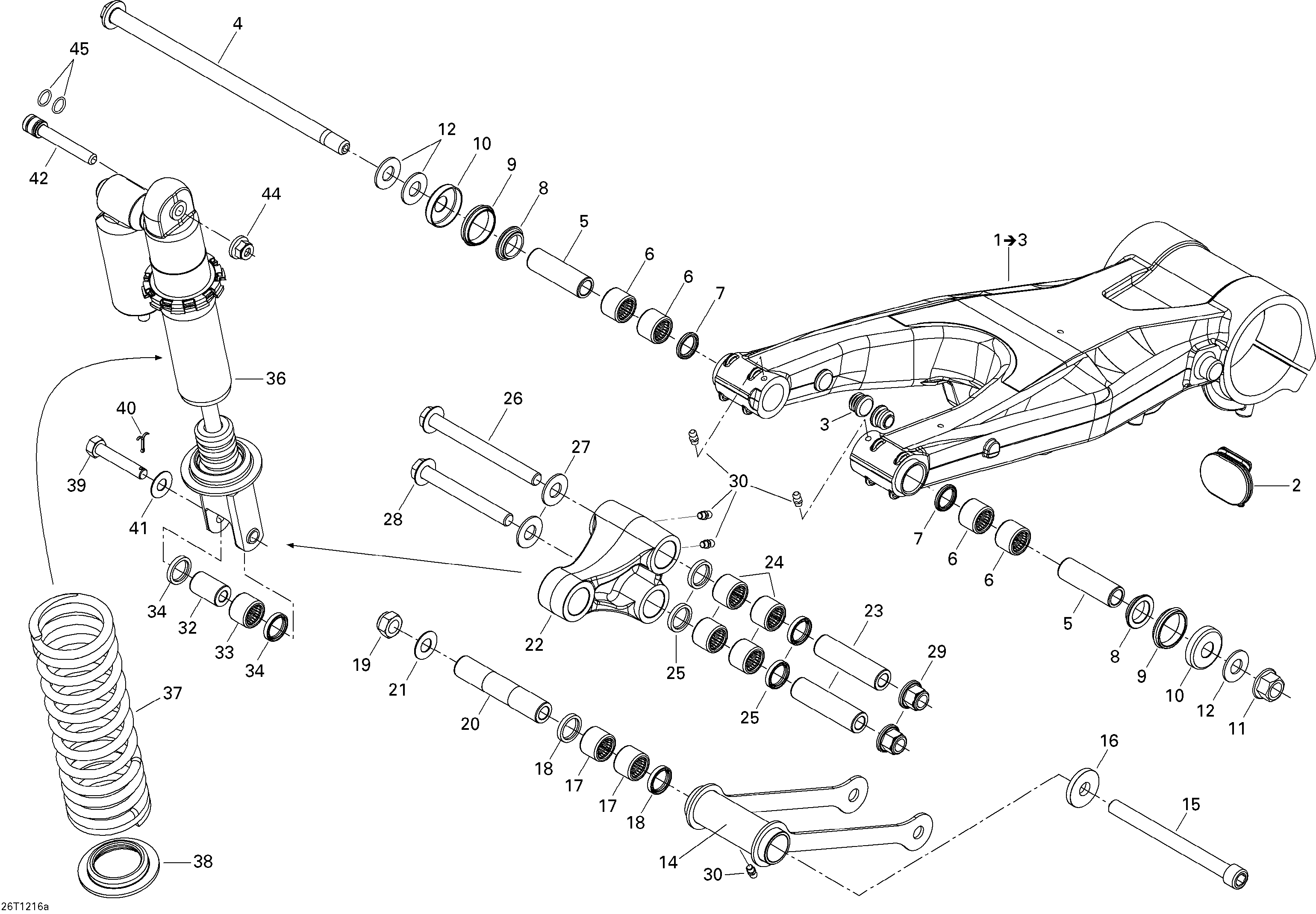 08 SUSPENSION ARRIERE XXC POUR DS 450 2X4 XMX 5SP NOIR 2012