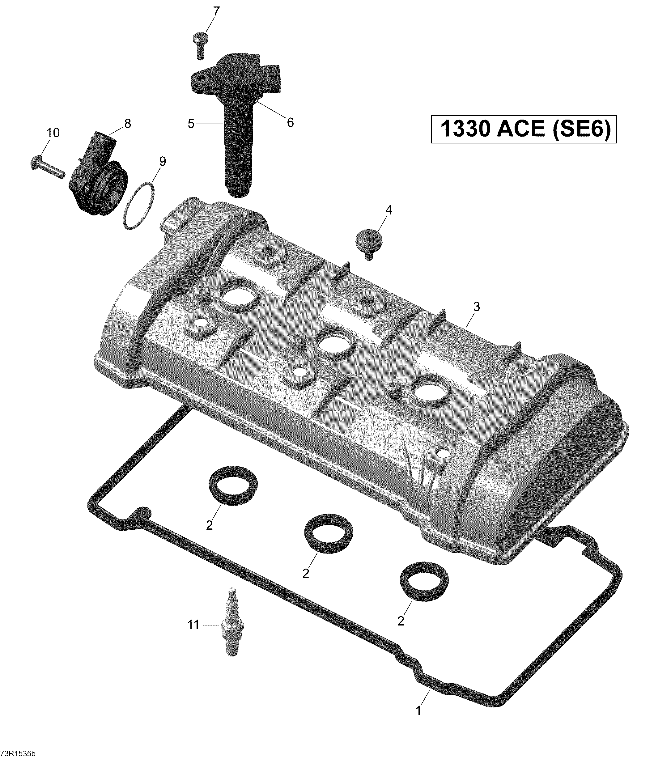 01 COUVERCLE DE SOUPAPES 73R1535B POUR SPYDER RS S SPECIAL SERIES SE6 PLATINUM SILVER 2015