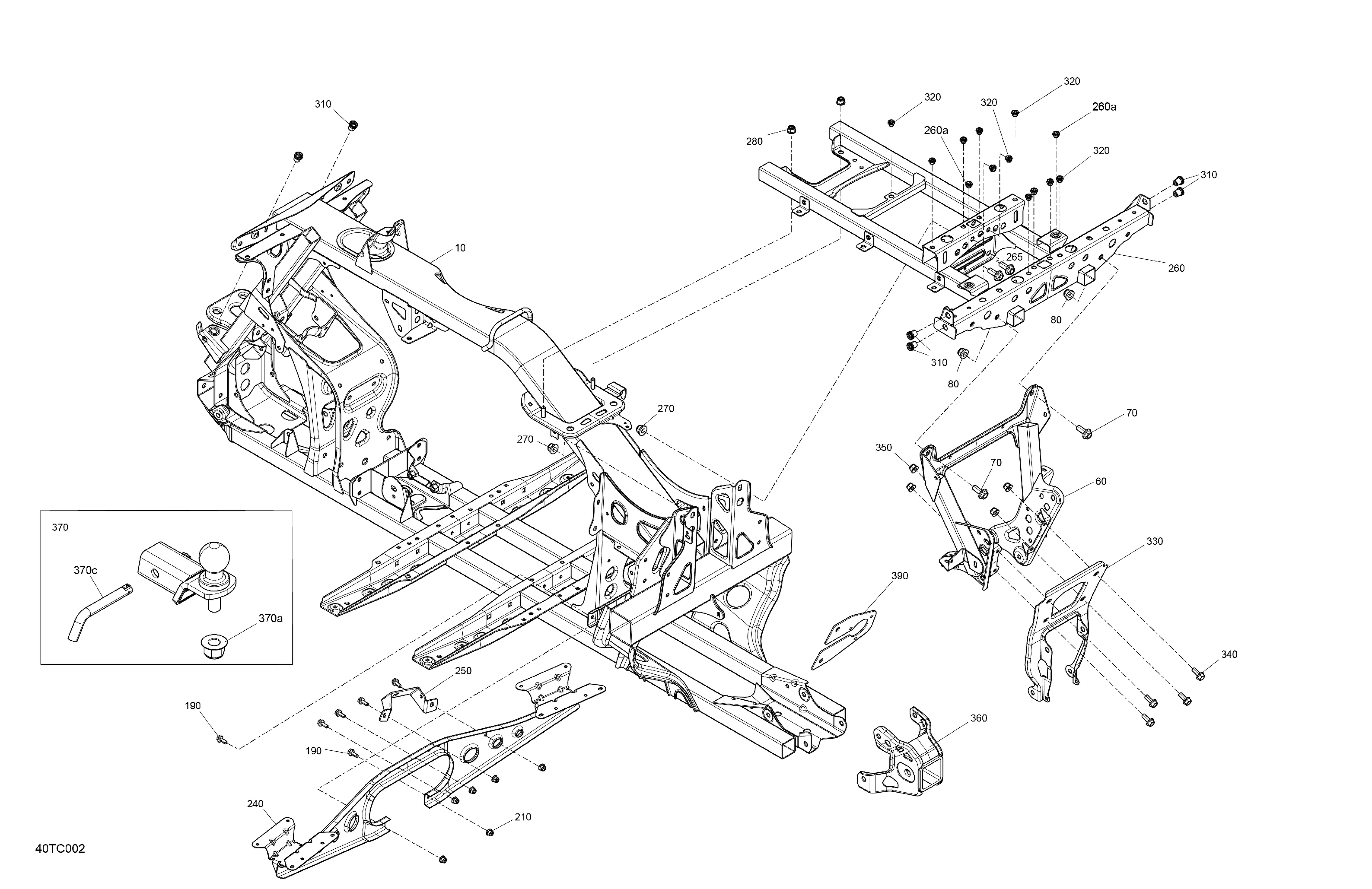 06 CHASSIS SYSTEME POUR OUTLANDER MAX XU 1000 ARGENT PLATINUM 2023