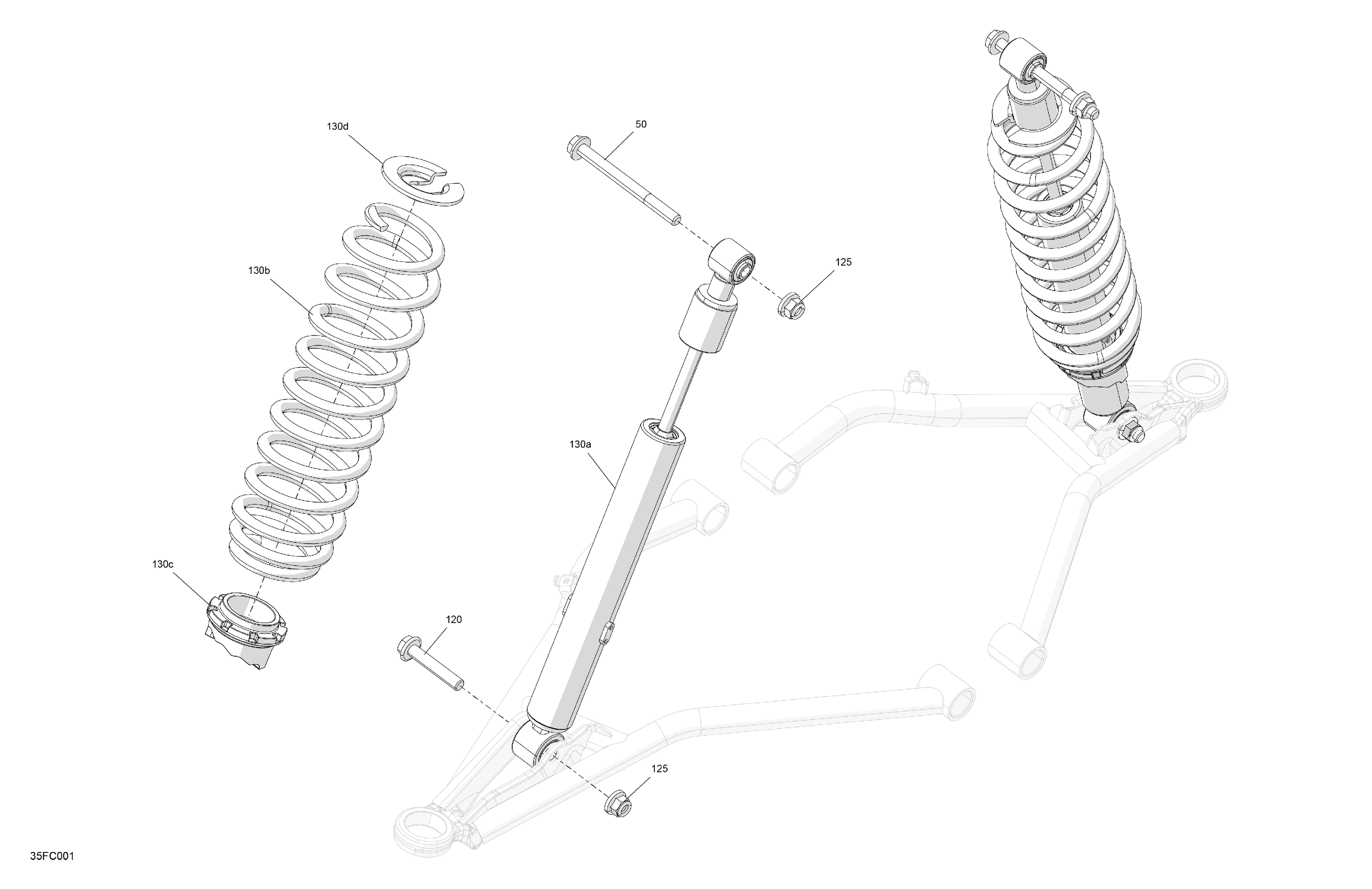 05 SUSPENSION AMORTISSEURS AVANT POUR OUTLANDER DPS 700 GRIS GRANITE 2023