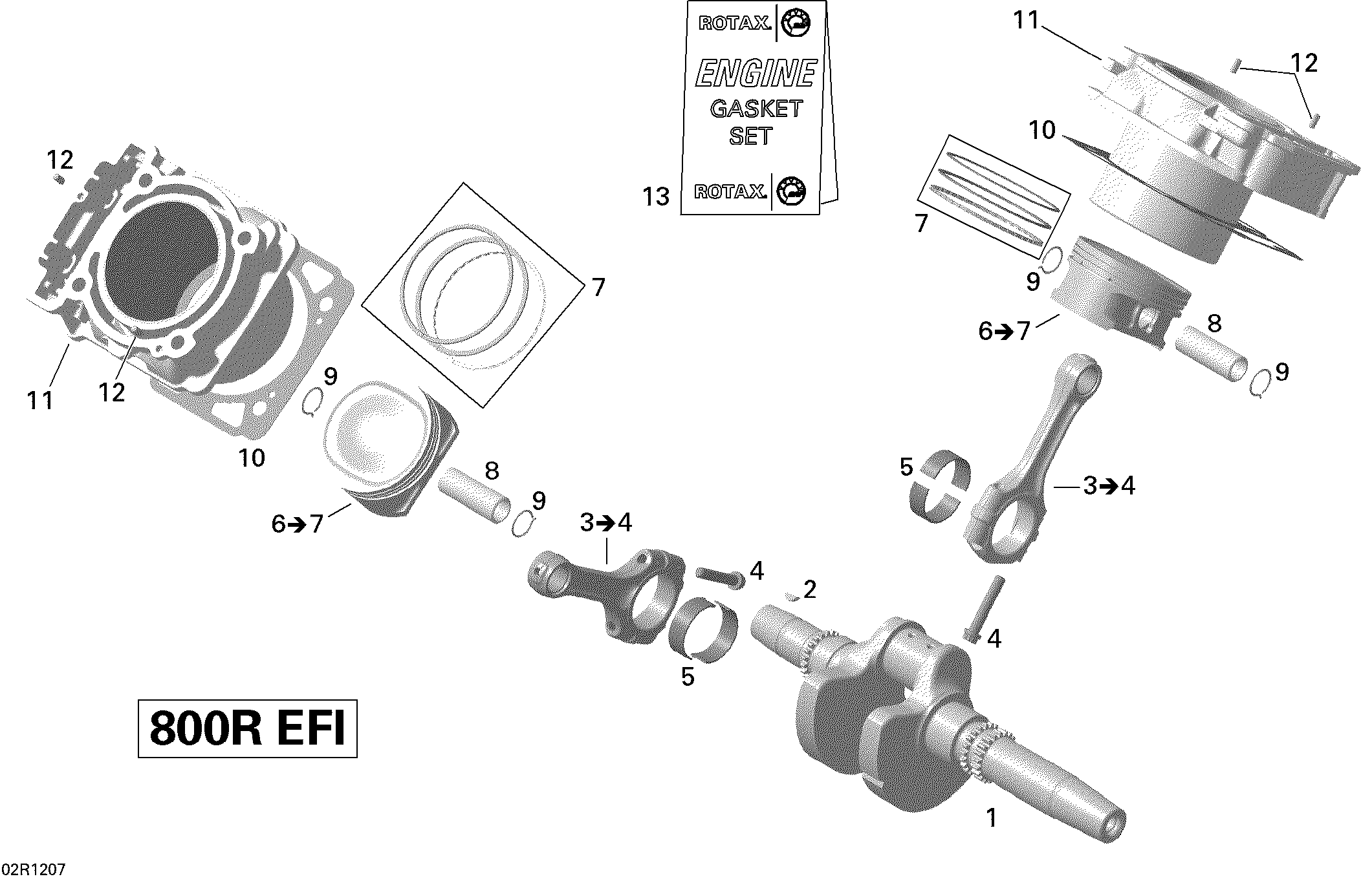 01 VILEBREQUIN PISTON ET CYLINDRE POUR OUTLANDER MAX LTD BLEU 2011