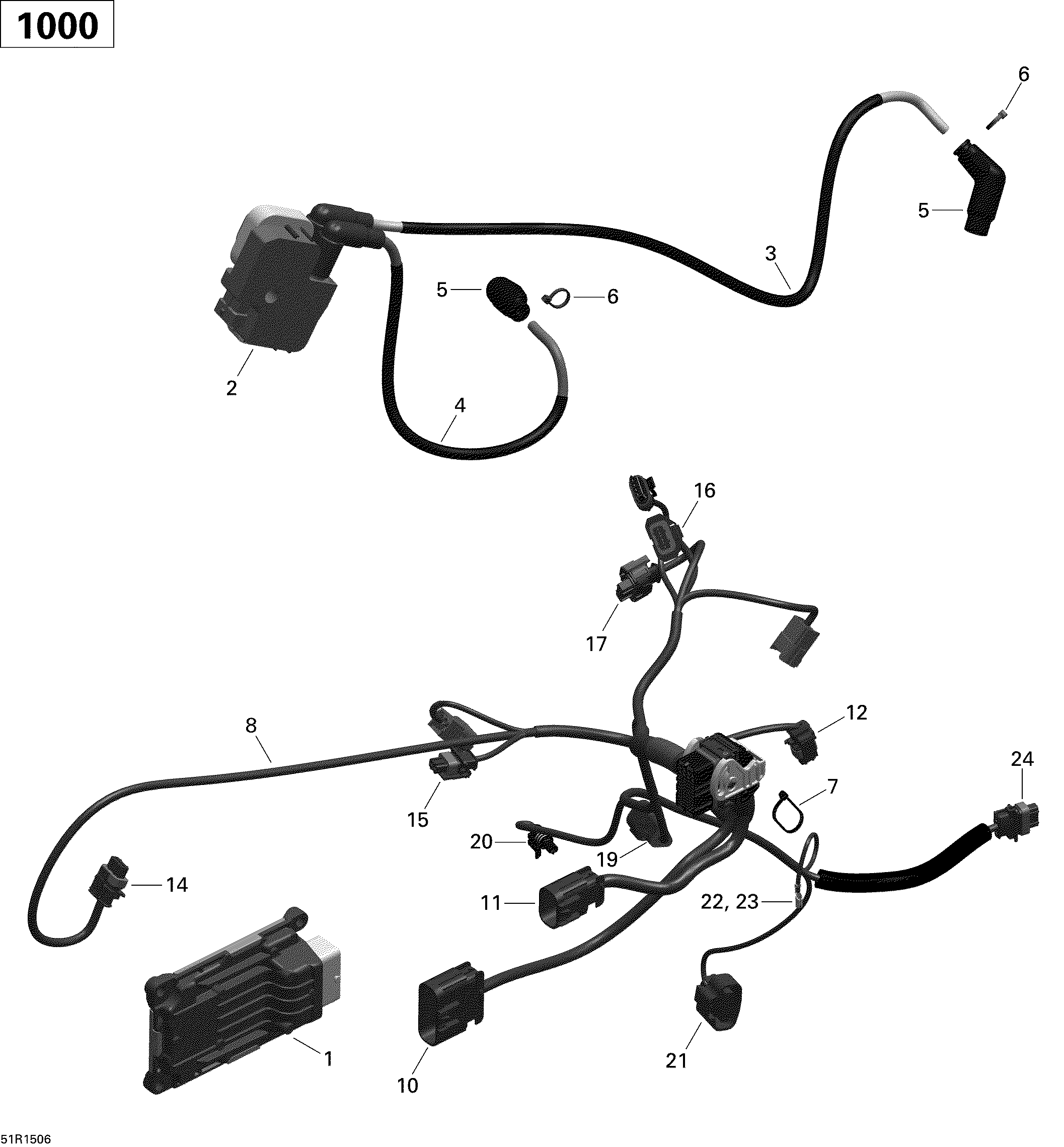 10 CABLAGE MOTEUR ET MODULE ELECTRONIQUE 51R1506 POUR RENEGADE XXC CAMO DIGITAL 2015