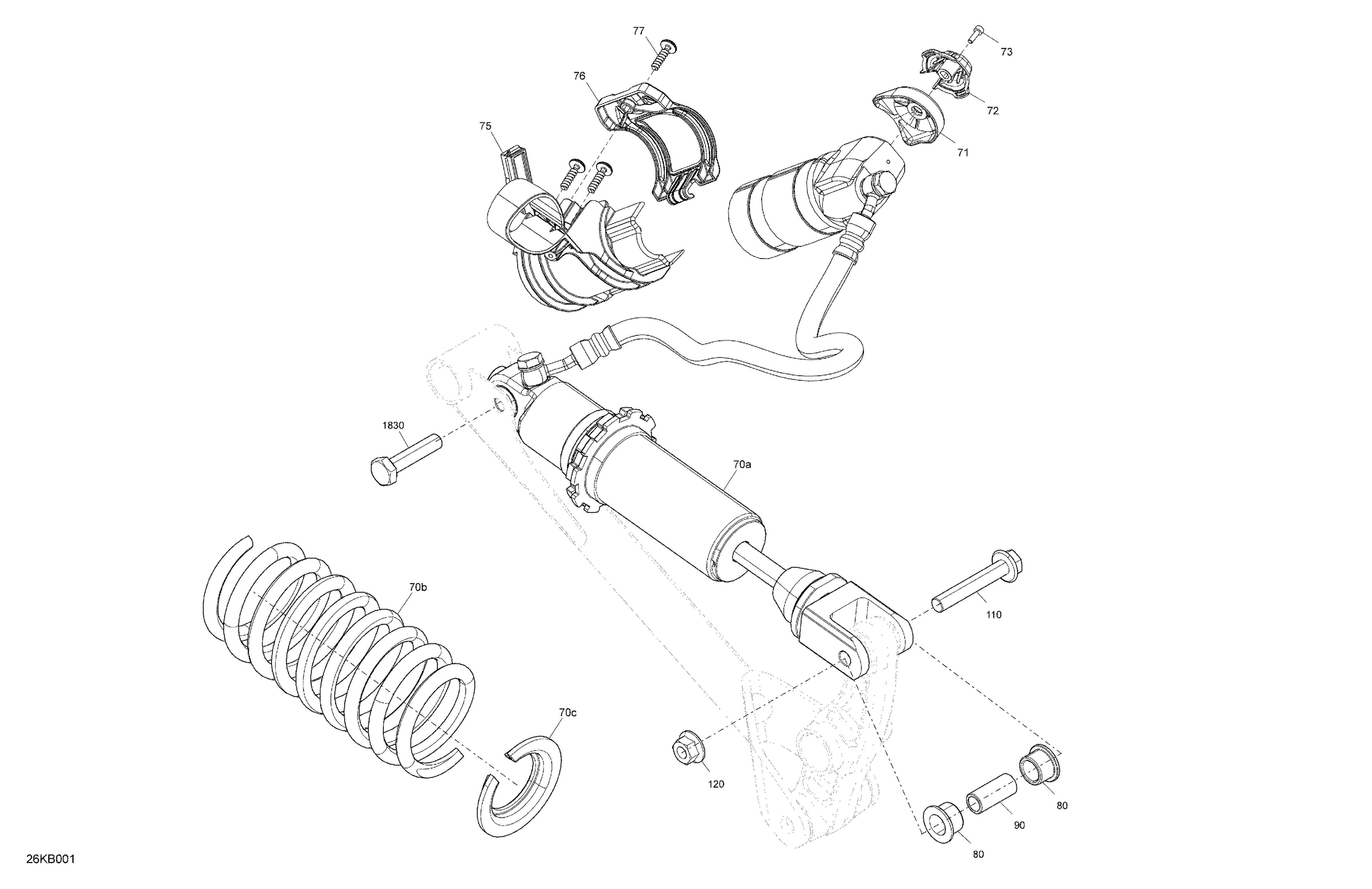05 SUSPENSION AMORTISSEUR ARRIERE POUR RYKER RALLY 900 ACE CVT 2022