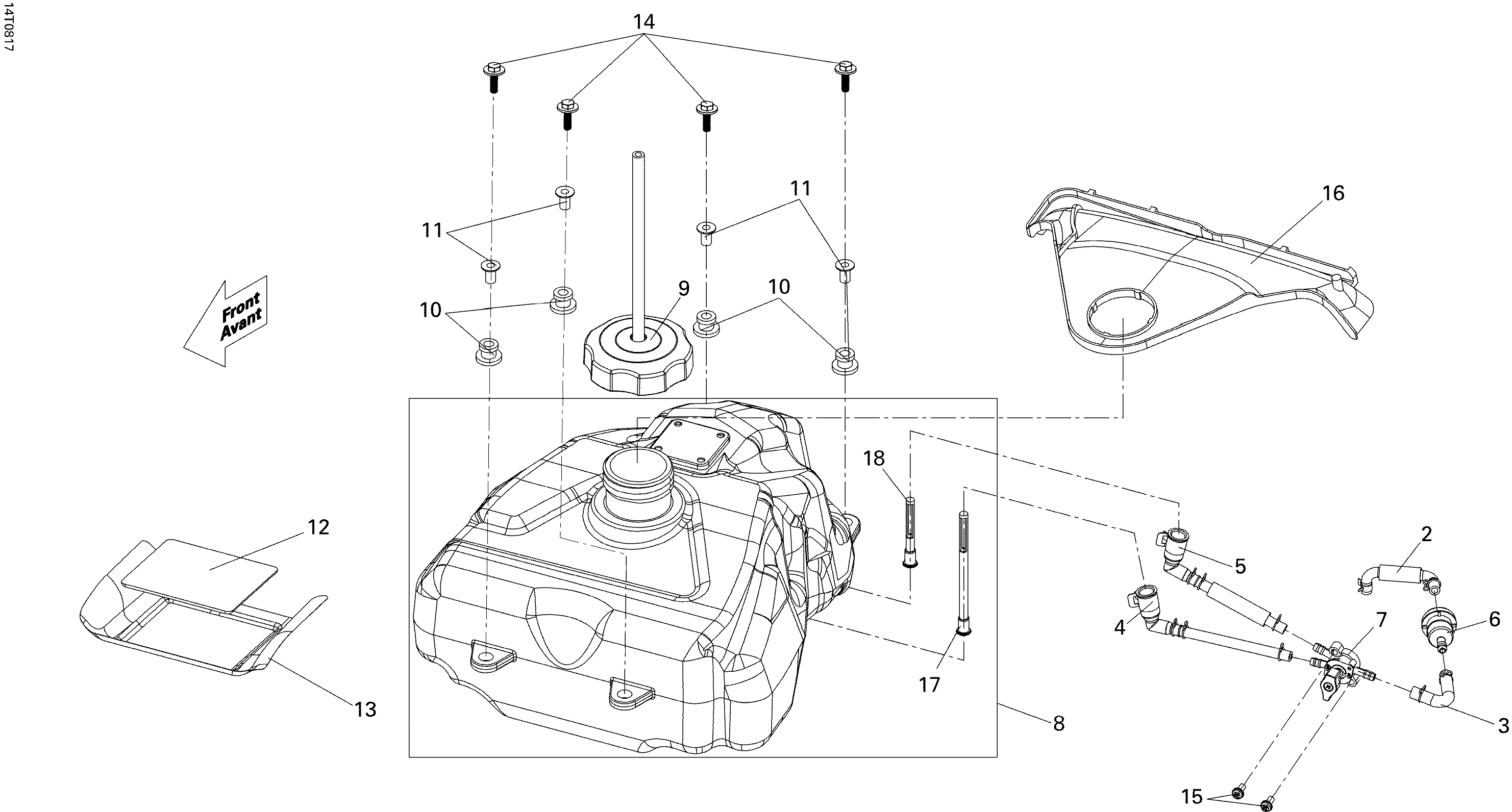 02 SYSTEME ALIMENTATION POUR DS 2X4 250 CVT JAUNE 2008