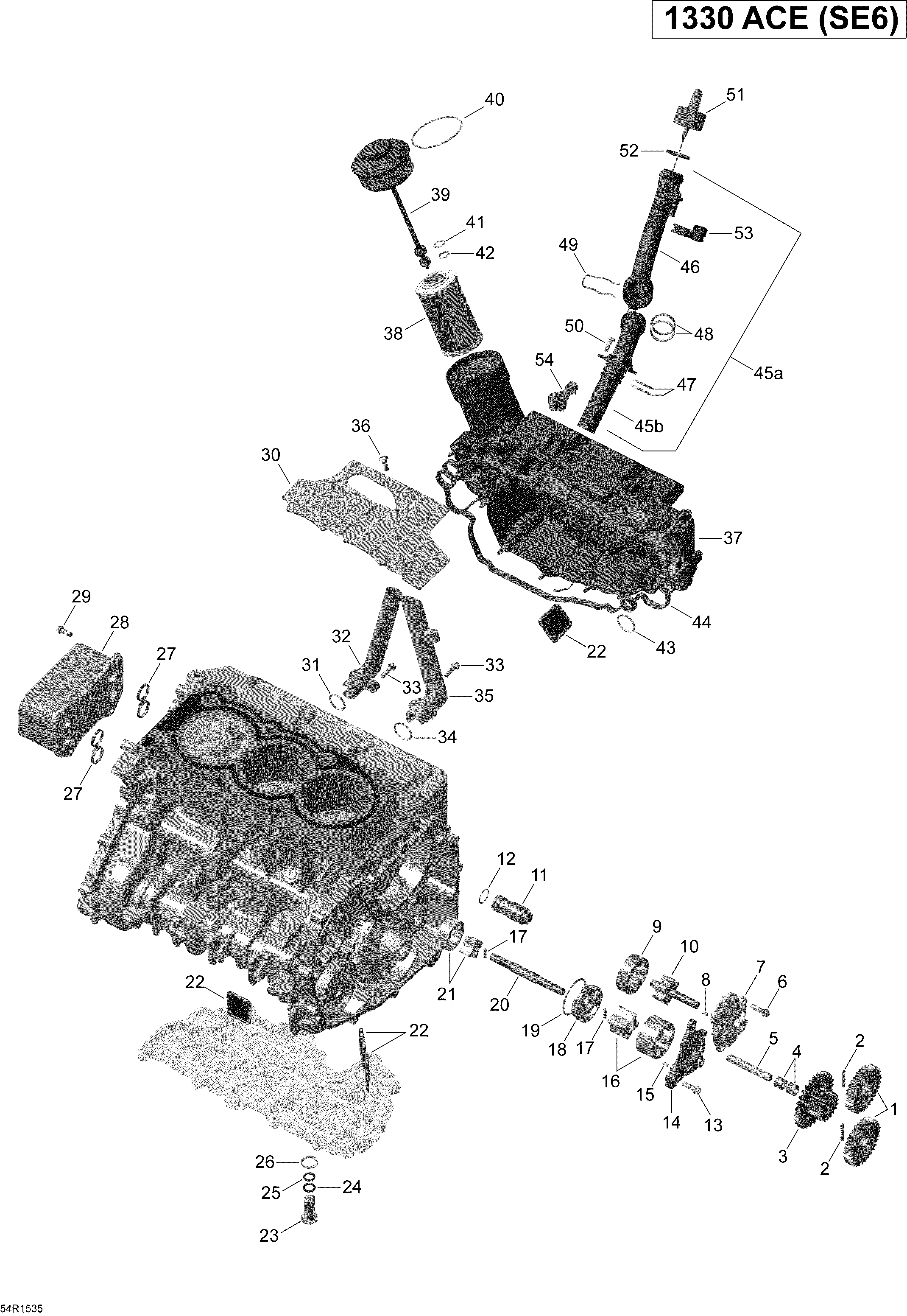 01 LUBRIFICATION DU MOTEUR 54R1535 POUR SPYDER RS S SPECIAL SERIES SE6 PLATINUM SILVER 2015