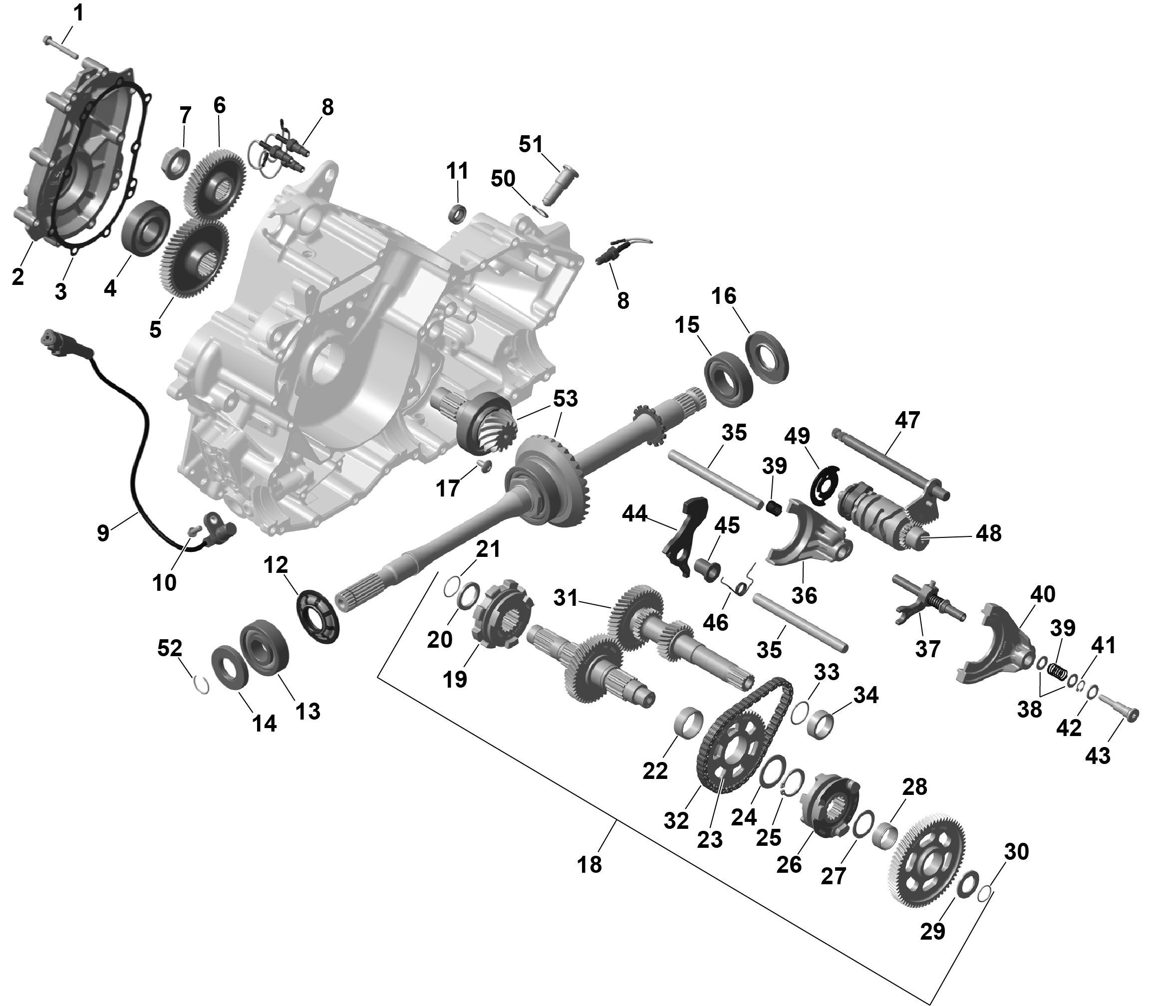 01 ROTAX BOITE DE VITESSES POUR OUTLANDER DPS 500 GRIS GRANITE 2025