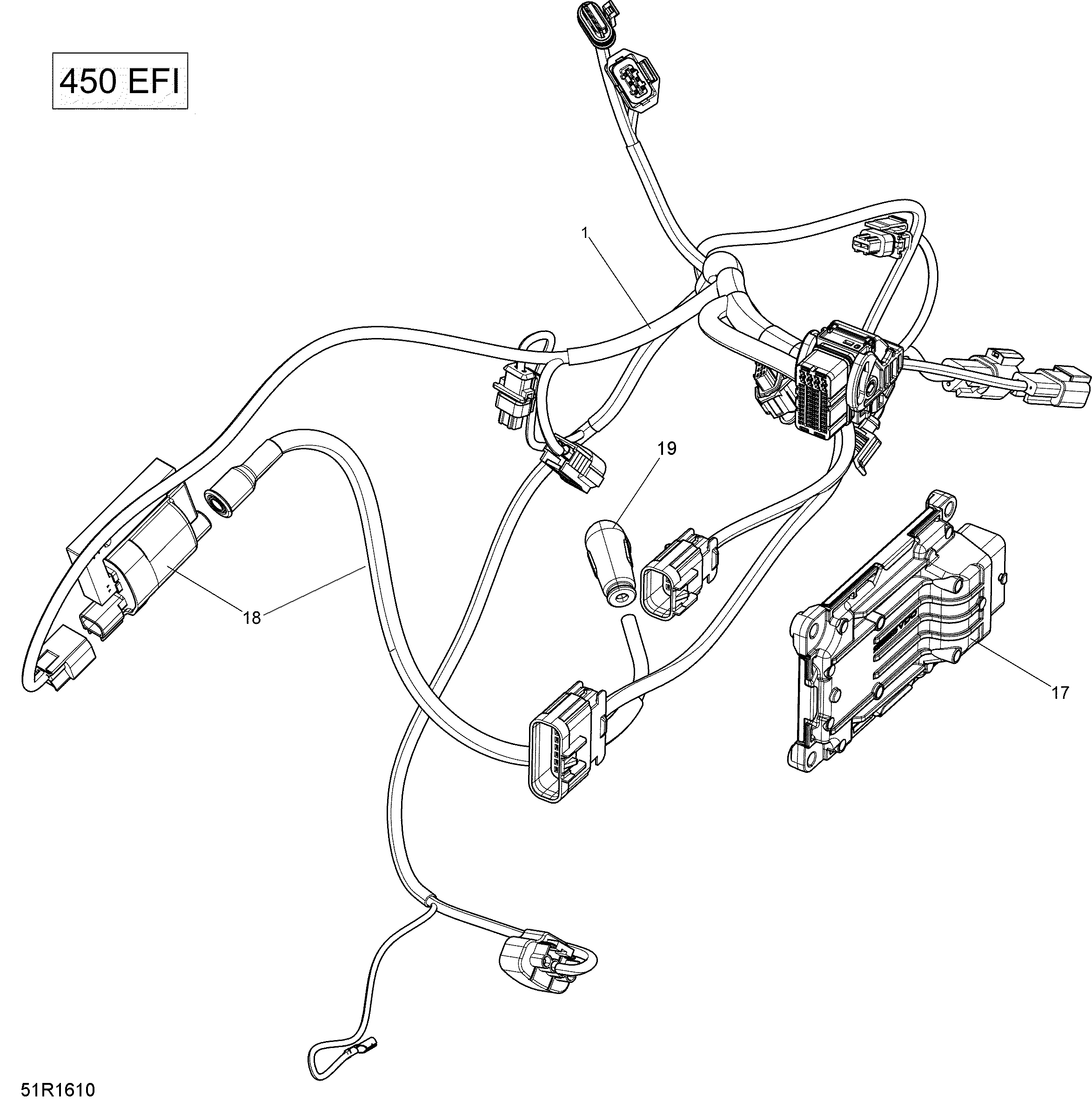 10 CABLAGE MOTEUR ET MODULE ELECTRONIQUE 450 EFI POUR OUTLANDER 450 PRO VERT ESCADRONL 2018