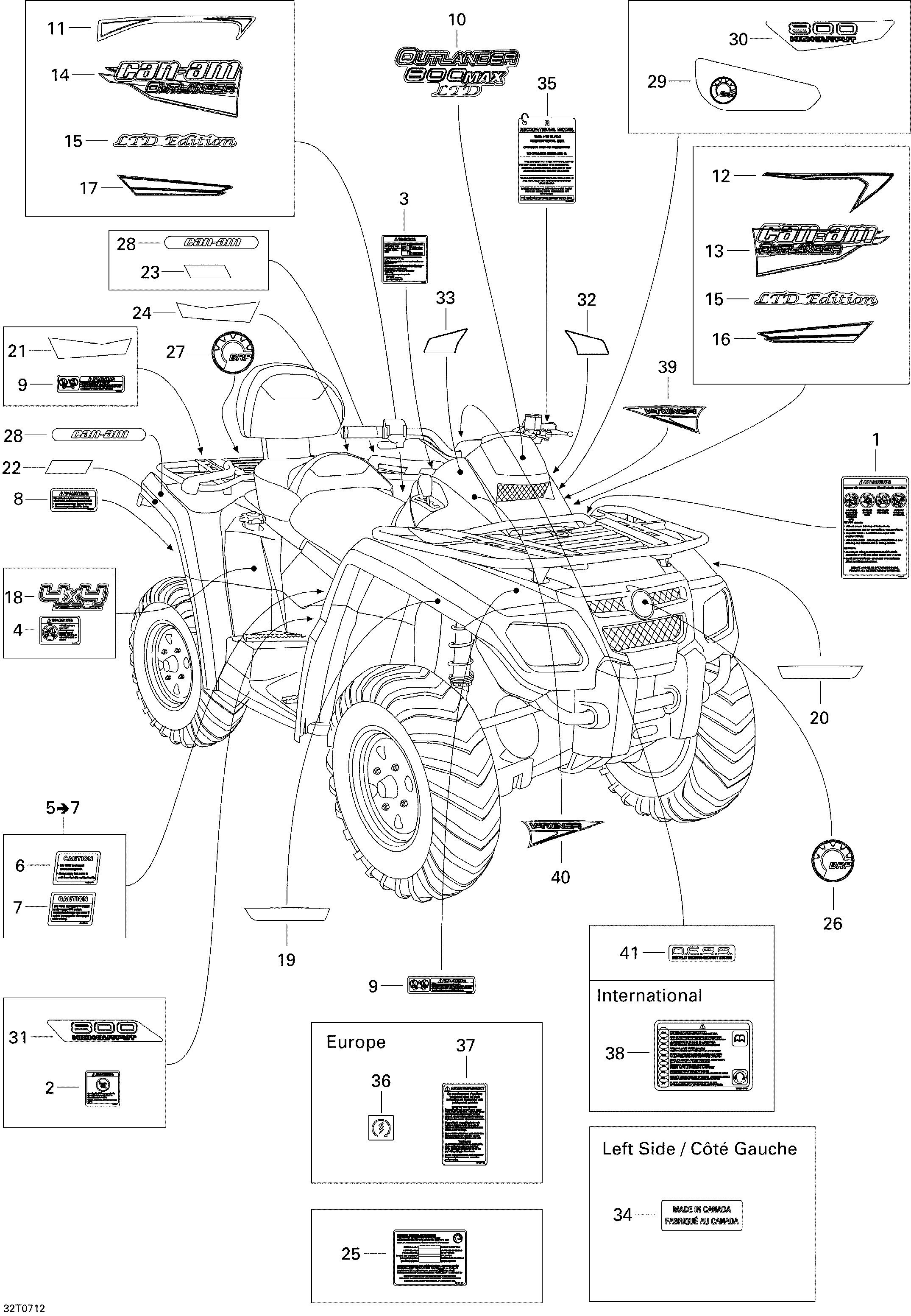 09 KITS DECO POUR OUTLANDER MAX LTD 800 GRIS ACIER 2007