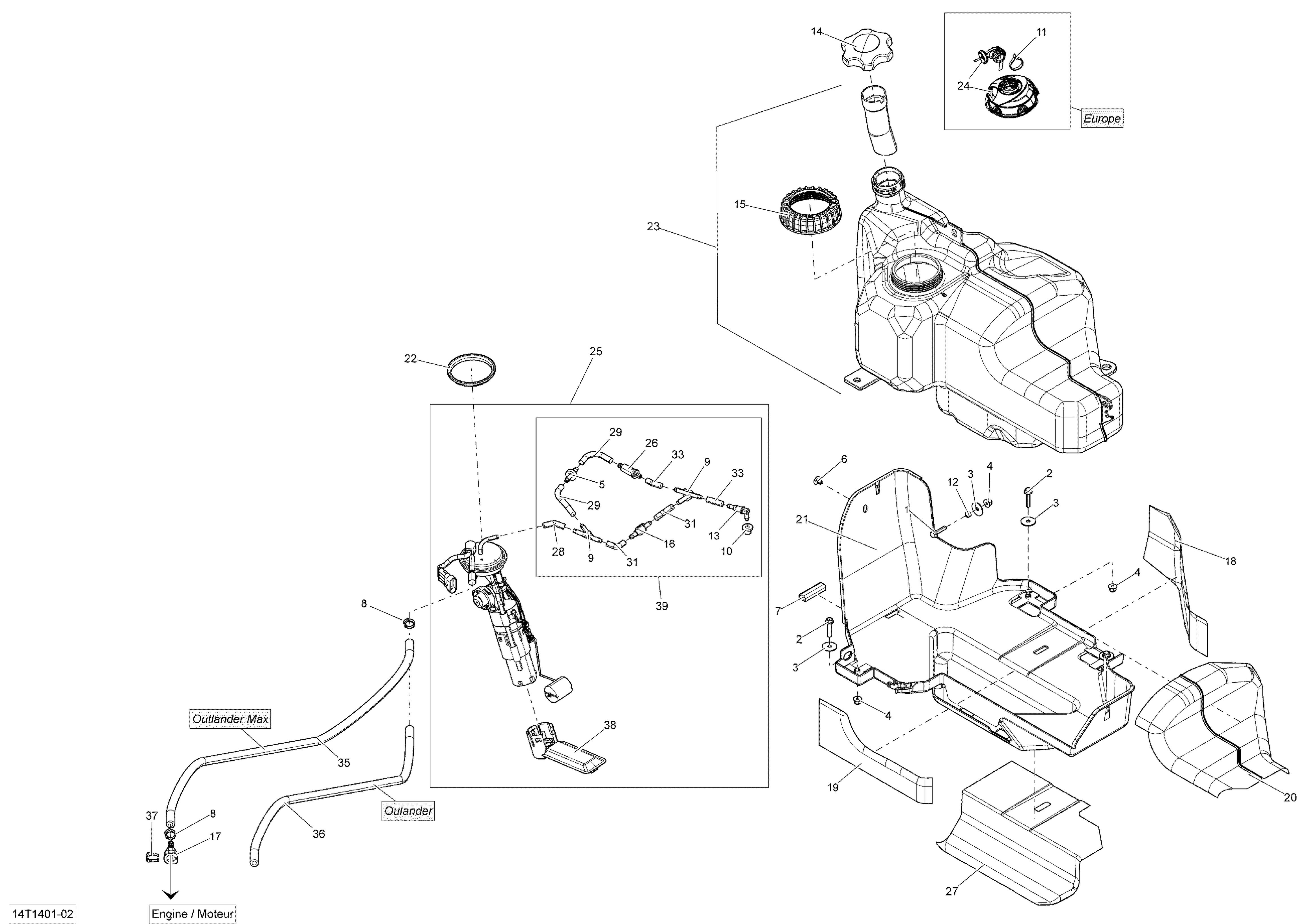 02 SYSTEME ALIMENTATION POUR OUTLANDER MAX STD ROUGE 2014