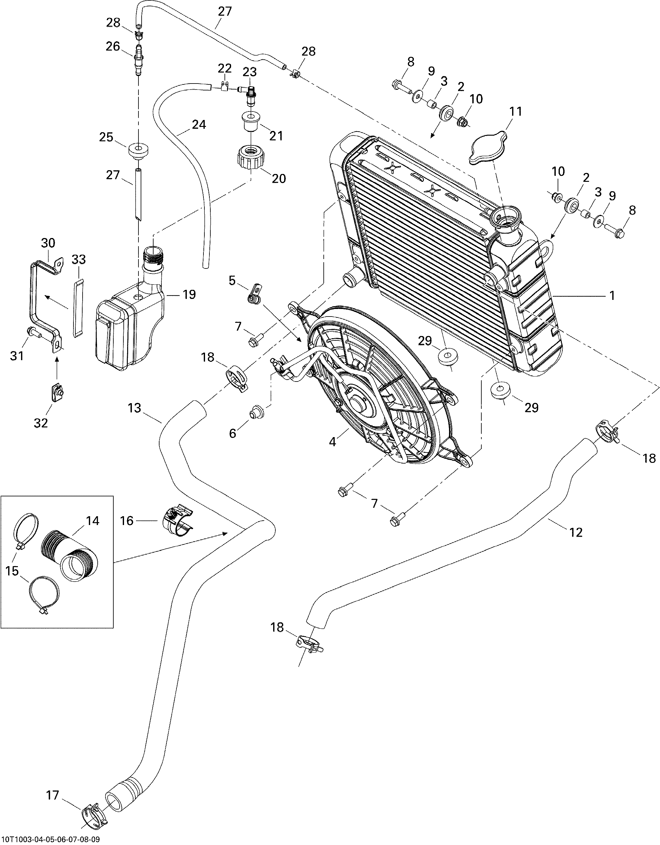 01 SYSTEME REFROIDISSEMENT POUR OUTLANDER MAX LTD 800R EFI GRIS ACIER METALLIQUE 2010