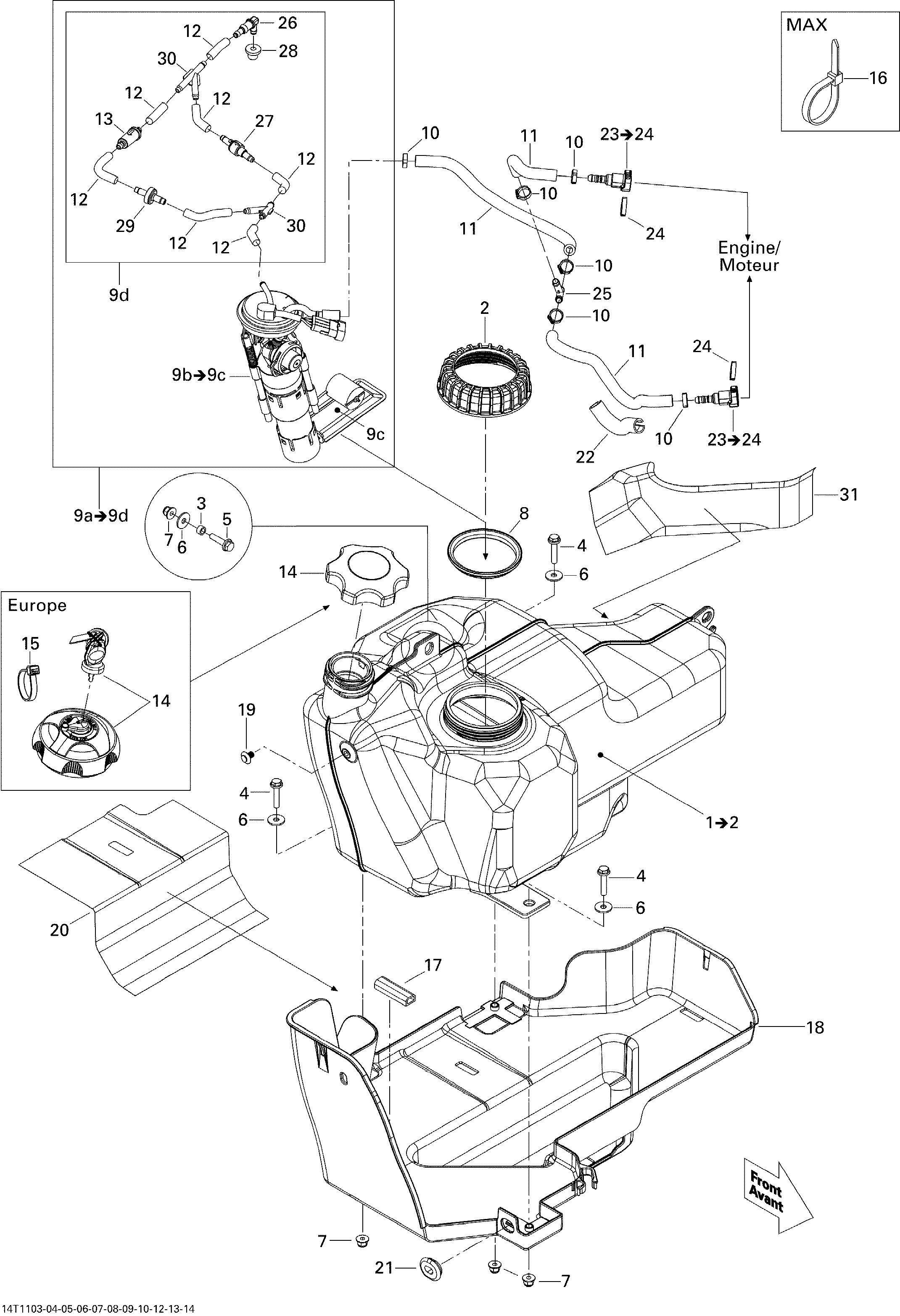 02 SYSTEME ALIMENTATION POUR OUTLANDER MAX LTD BLEU 2011