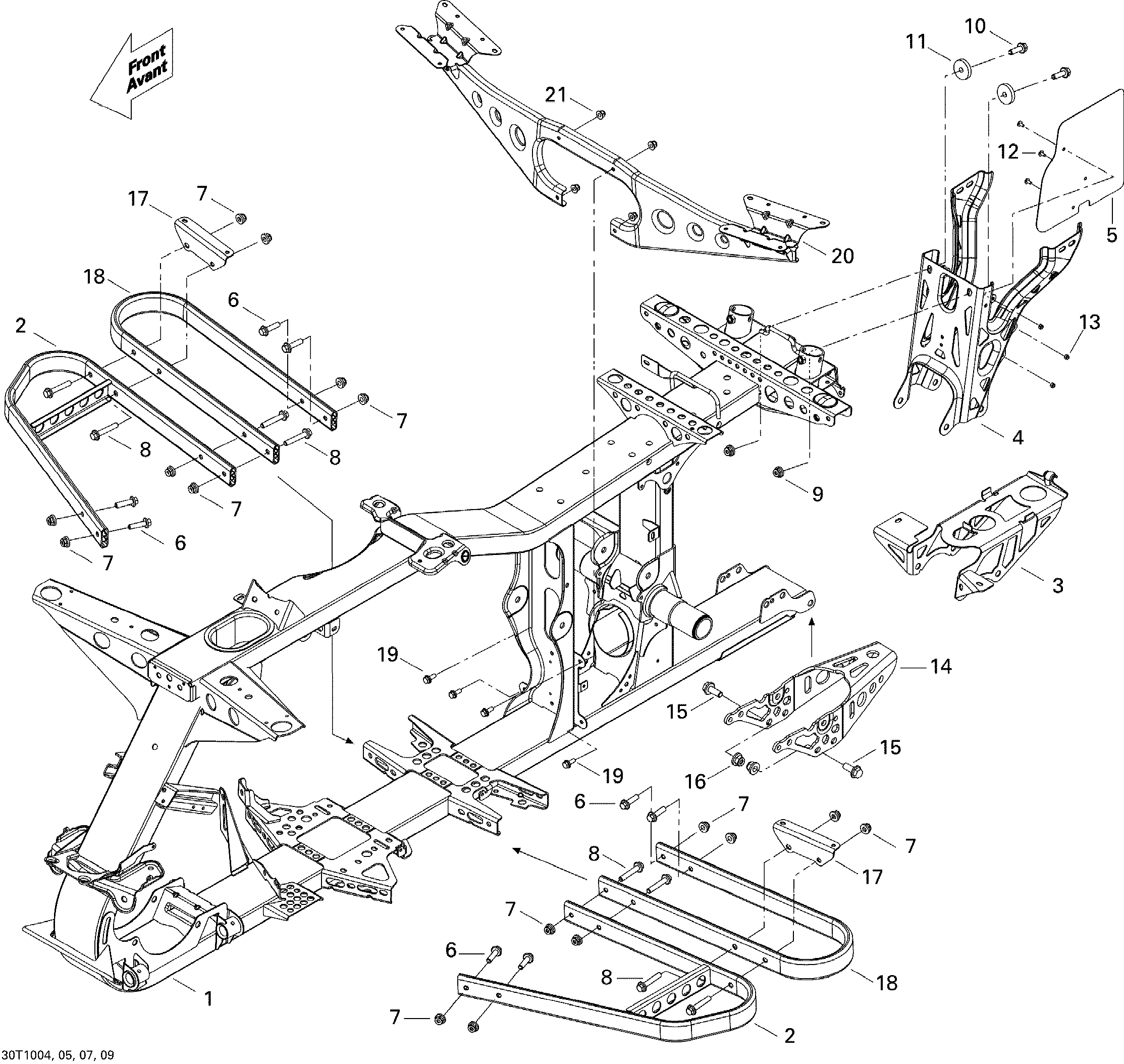 09 CHASSIS POUR OUTLANDER MAX LTD 800R EFI GRIS ACIER METALLIQUE 2010
