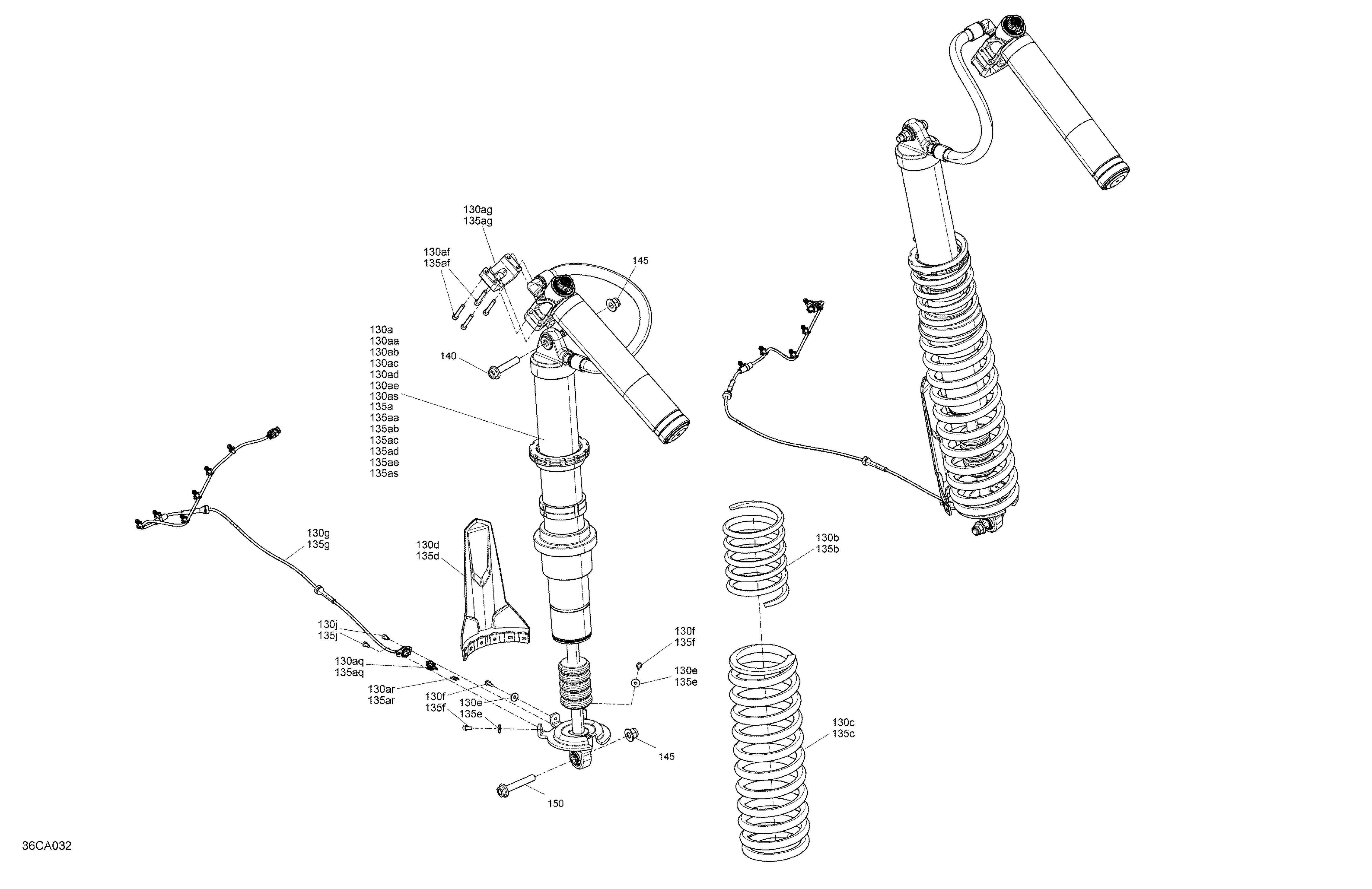 05 SUSPENSION AMORTISSEURS ARRIERES POUR MAVERICK MAX TURBO RR XRS MACCHIATO SATIN SMART LOK 2021