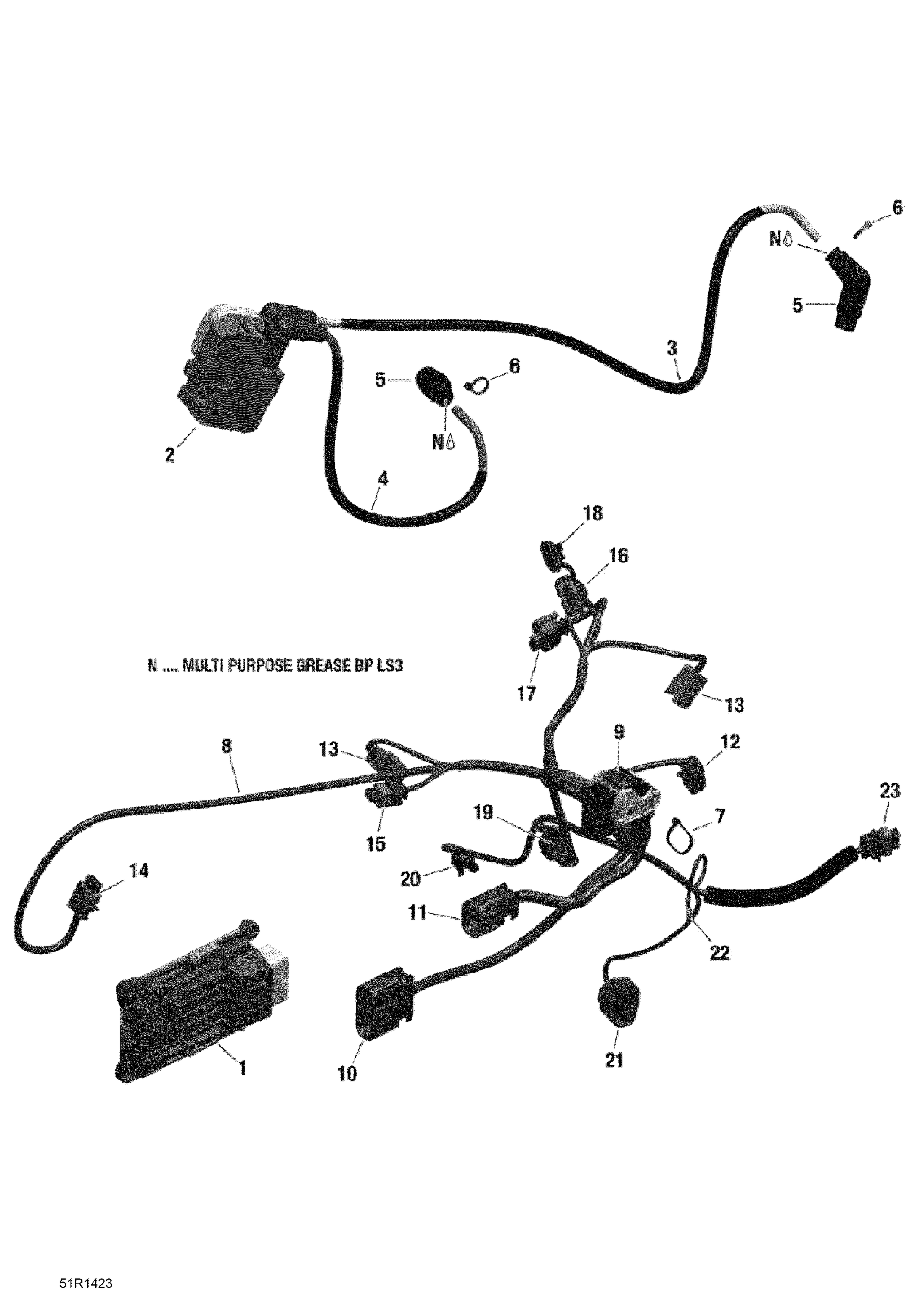 10 CABLAGE MOTEUR ET MODULE ELECTRONIQUE 51R1423 POUR OUTLANDER 6X6 XT GRIS CARGO 2014