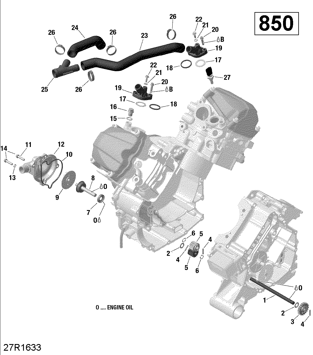 01 REFROIDISSEMENT MOTEUR 850 EFI POUR OUTLANDER MAX XT 850 EFI ALUMINIUM BROSSE 2016