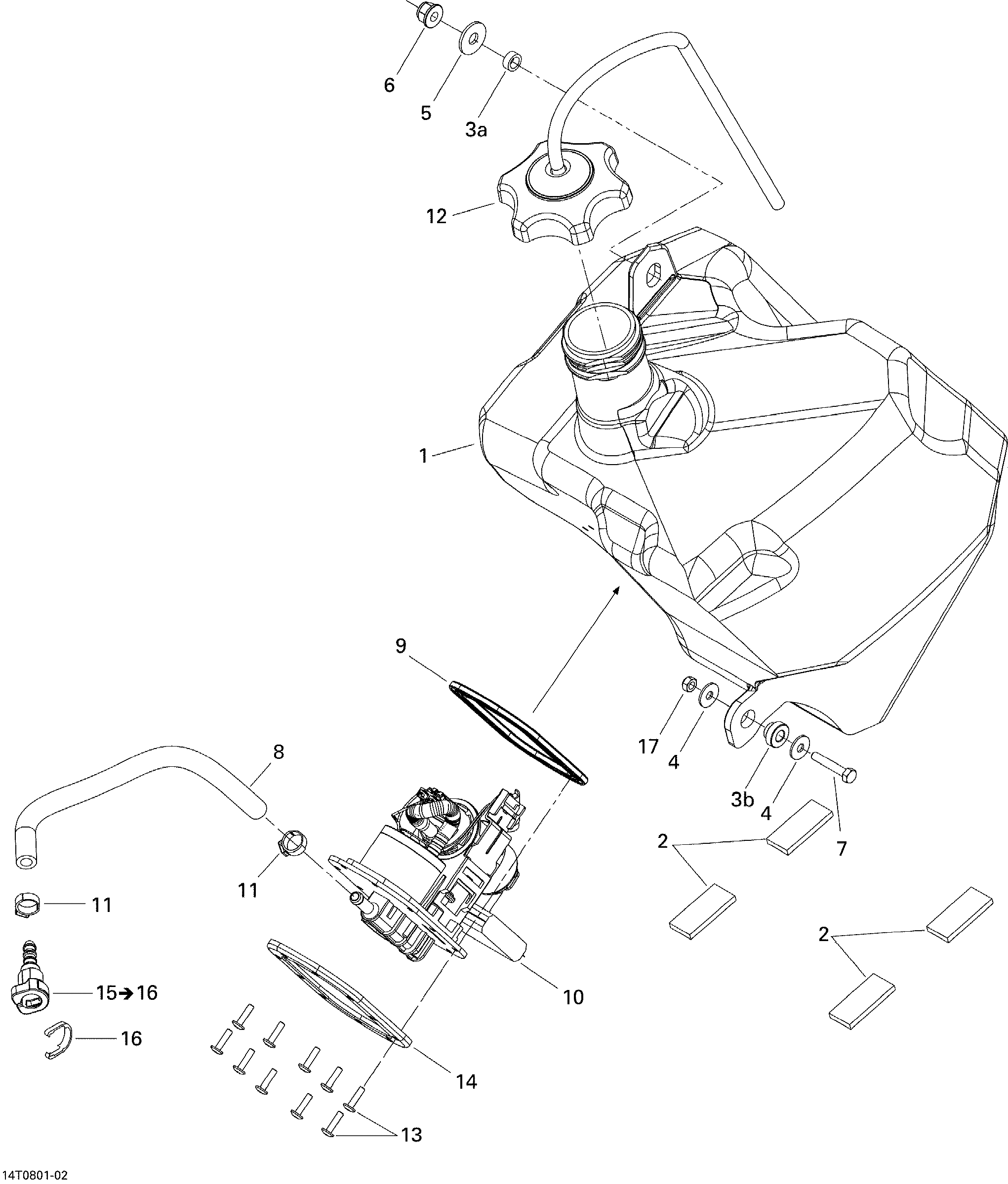 02 SYSTEME ALIMENTATION POUR DS 2X4 STD 450 EFI 5SP JAUNE 2008