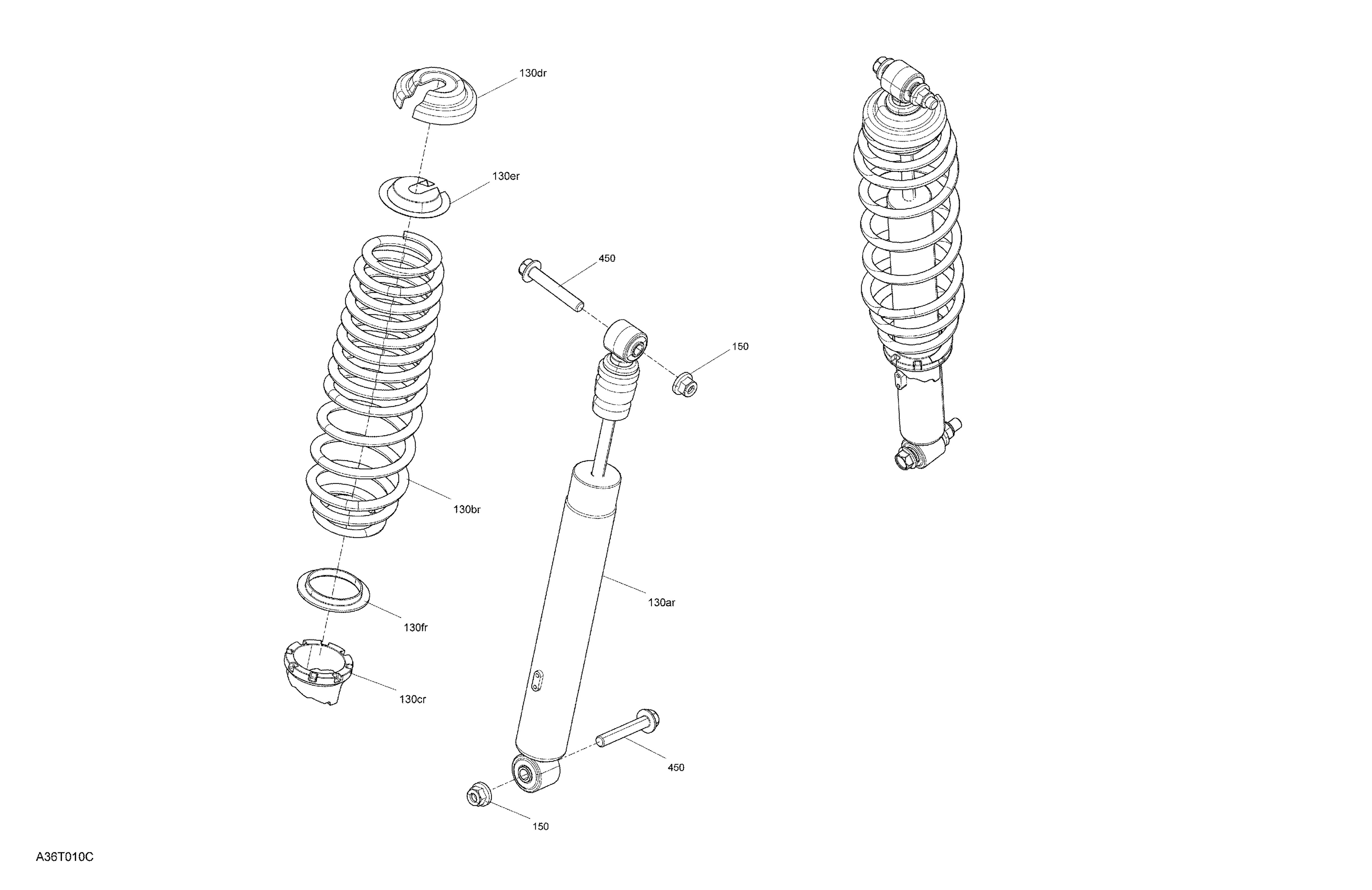 05 SUSPENSION AMORTISSEURS SECTION ARRIERE XU POUR OUTLANDER 450 EFI DPS GRIS GRANITE 2021