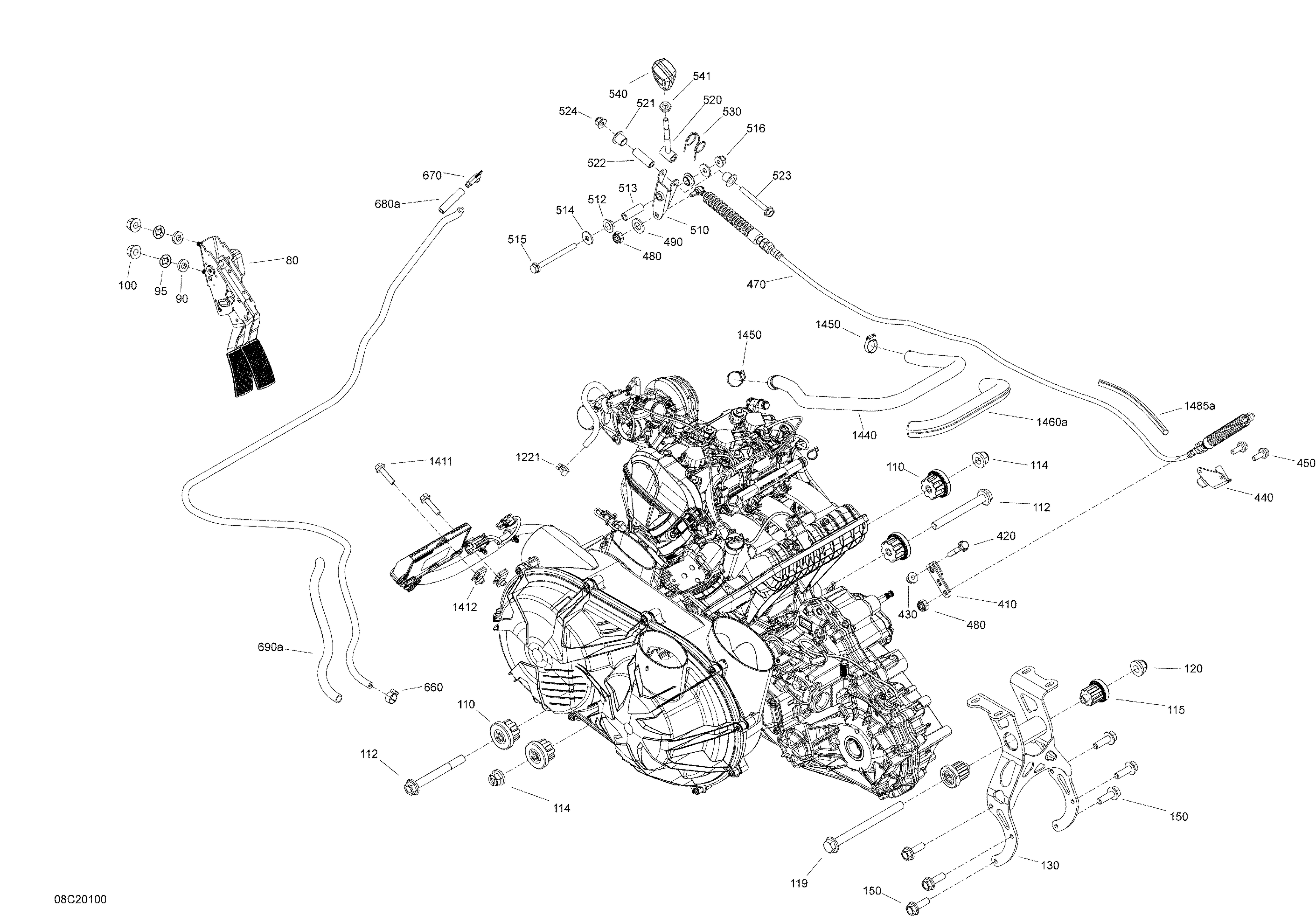 02 MOTEUR SYSTEME POUR MAVERICK MAX TURBO R STD BLANC 2020