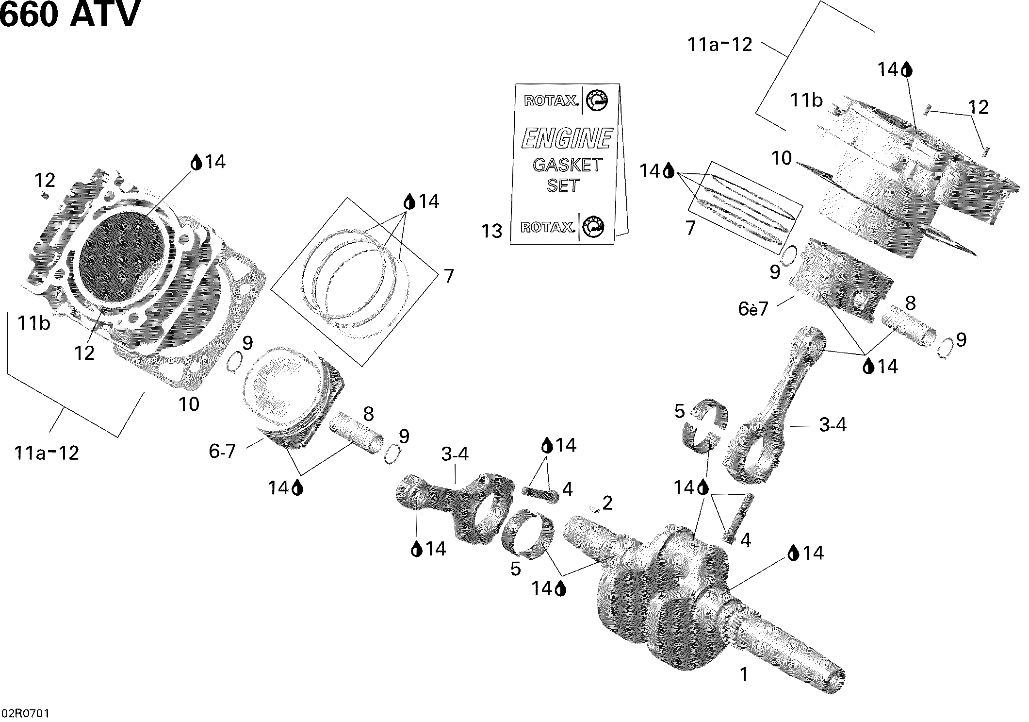 01 VILEBREQUIN PISTON ET CYLINDRE POUR OUTLANDER MAX STD 650 EFI JAUNE 2008