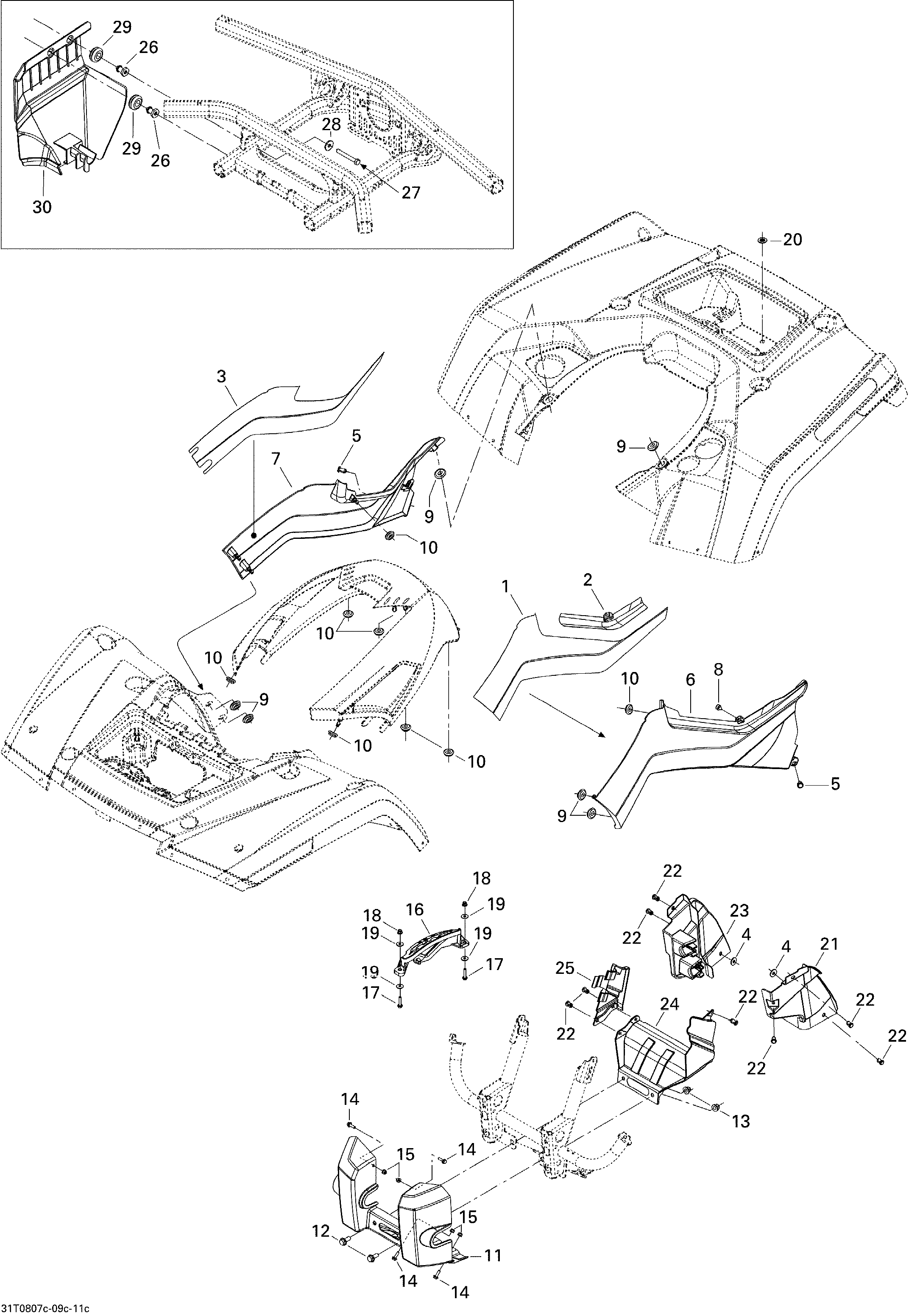 09 CARROSSERIE ET ACCESSOIRES 3 STD POUR OUTLANDER STD 500 EFI ROUGE VIPERE 2008