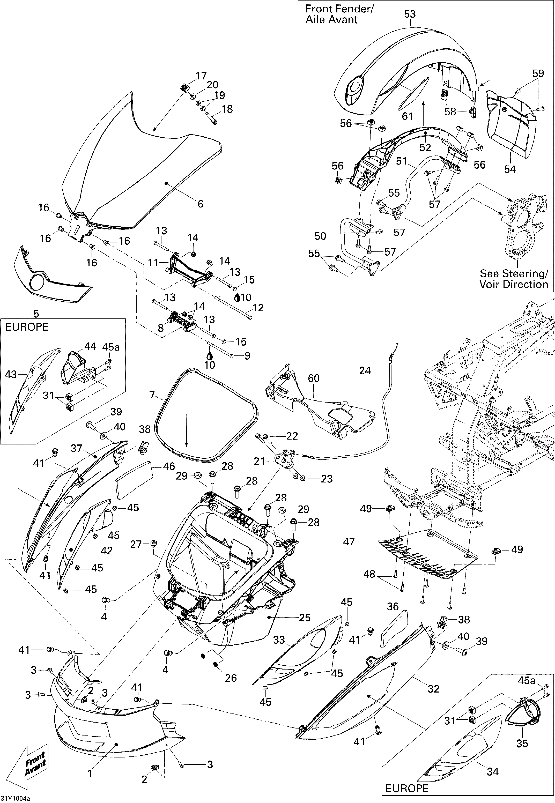 09 CARROSSERIE ET ACCESSOIRES AVANTSE5 ELECTRONIQUE POUR SPYDER RS S SE5 PEARL WHITE 2010