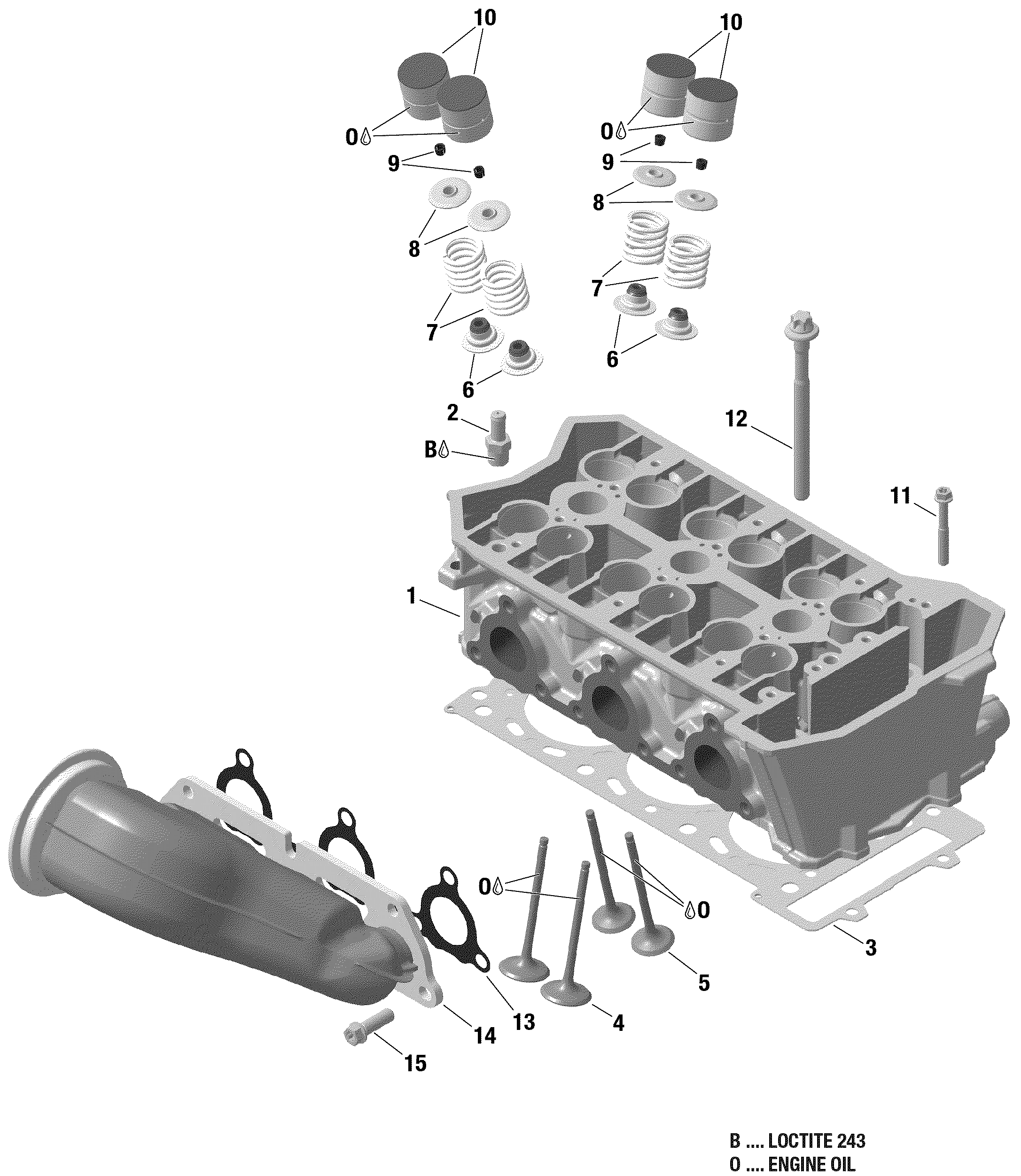 01 CULASSE ET COLLECTEUR ECHAPPEMENT 900 HO POUR MAVERICK X3 STD ROUGE CAN AM NORNALLY ASPIRATED SHF 2018