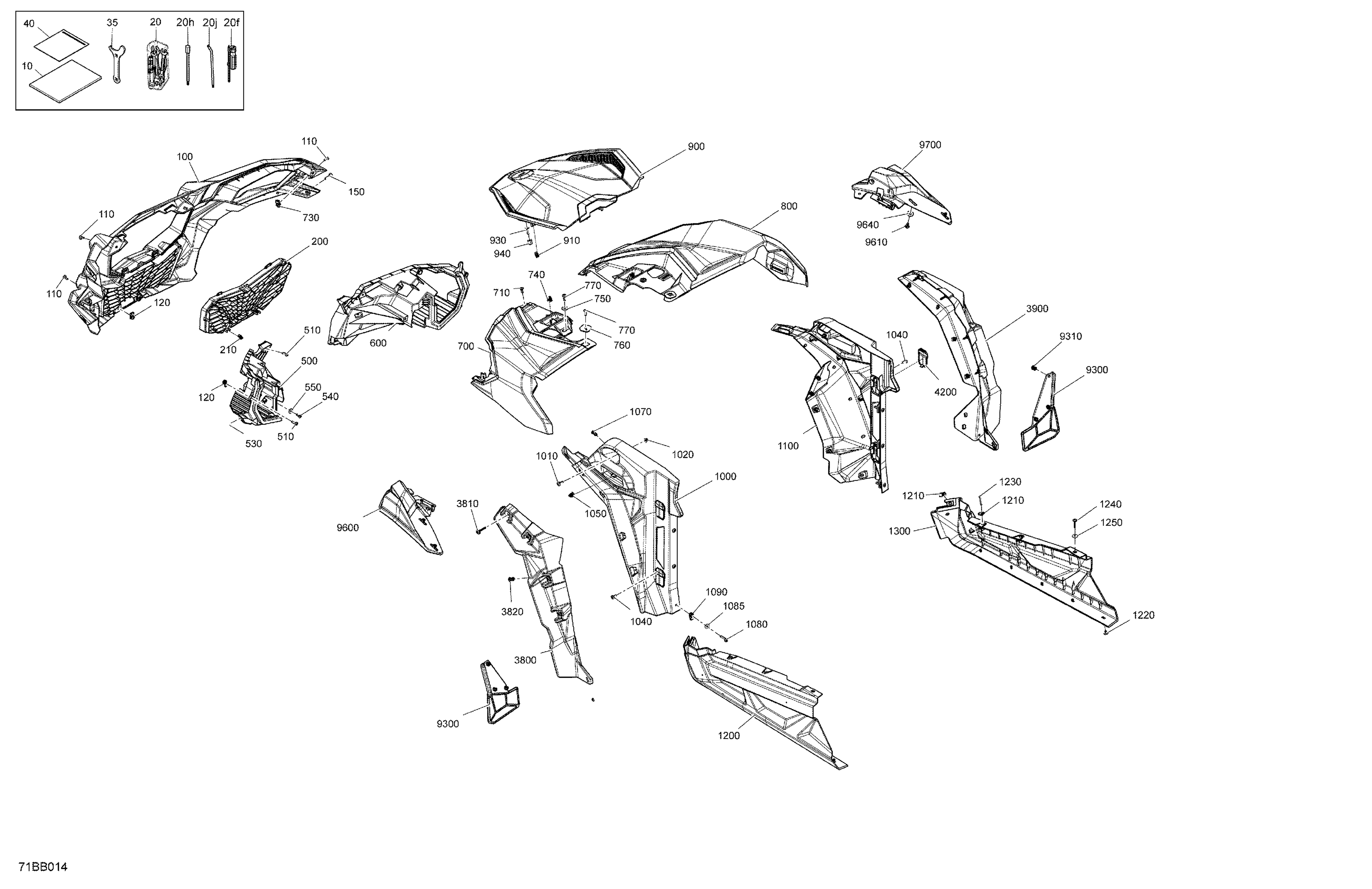 07 CARROSSERIE SECTION AVANT POUR MAVERICK SPORT MAX 1000R DPS NOIR ETERNEL METALLIQUE EPANO 2022