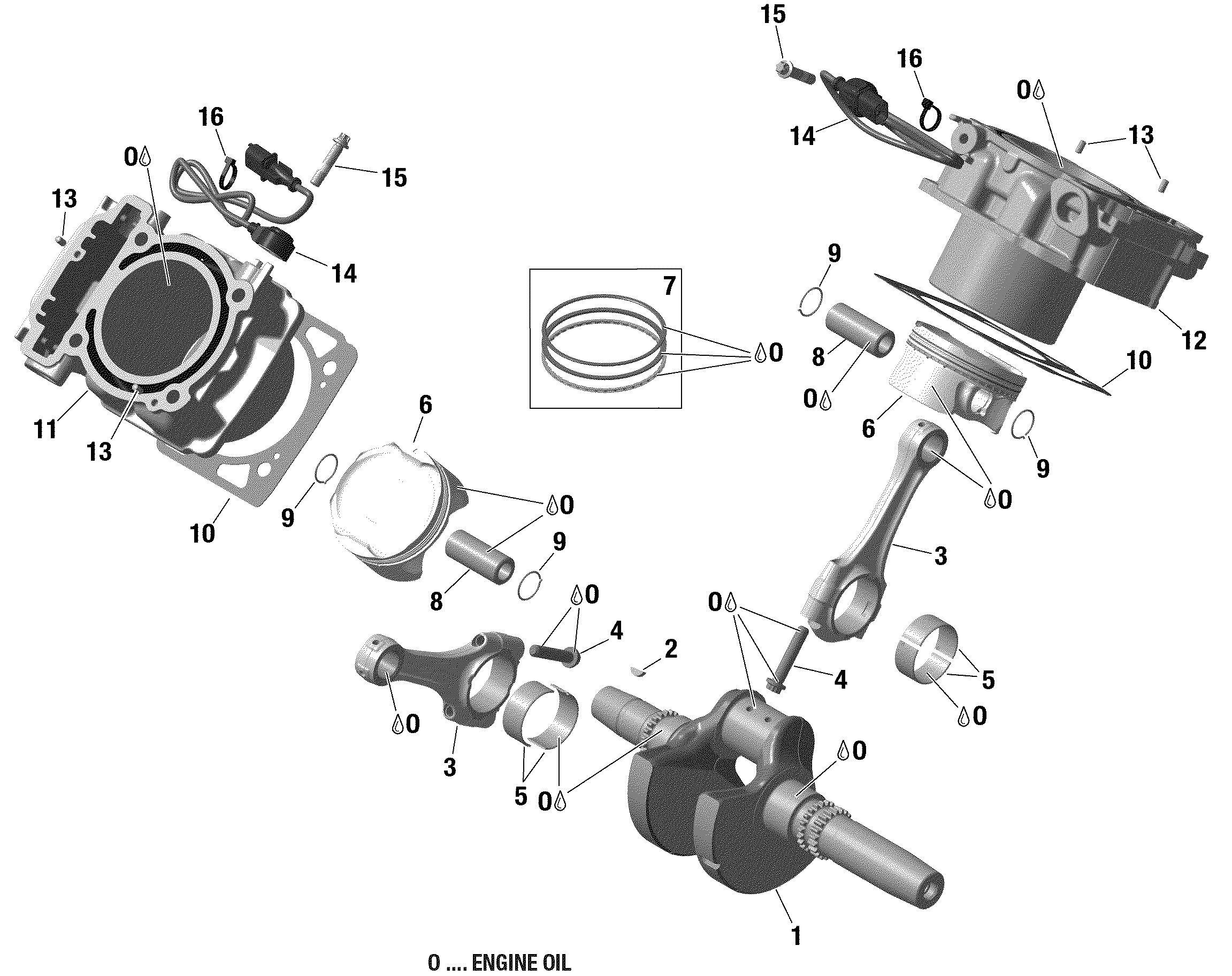 01 ROTAX VILEBREQUIN PISTON ET CYLINDRE POUR OUTLANDER 1000R EFI DPS GRIS GRANITE 2021