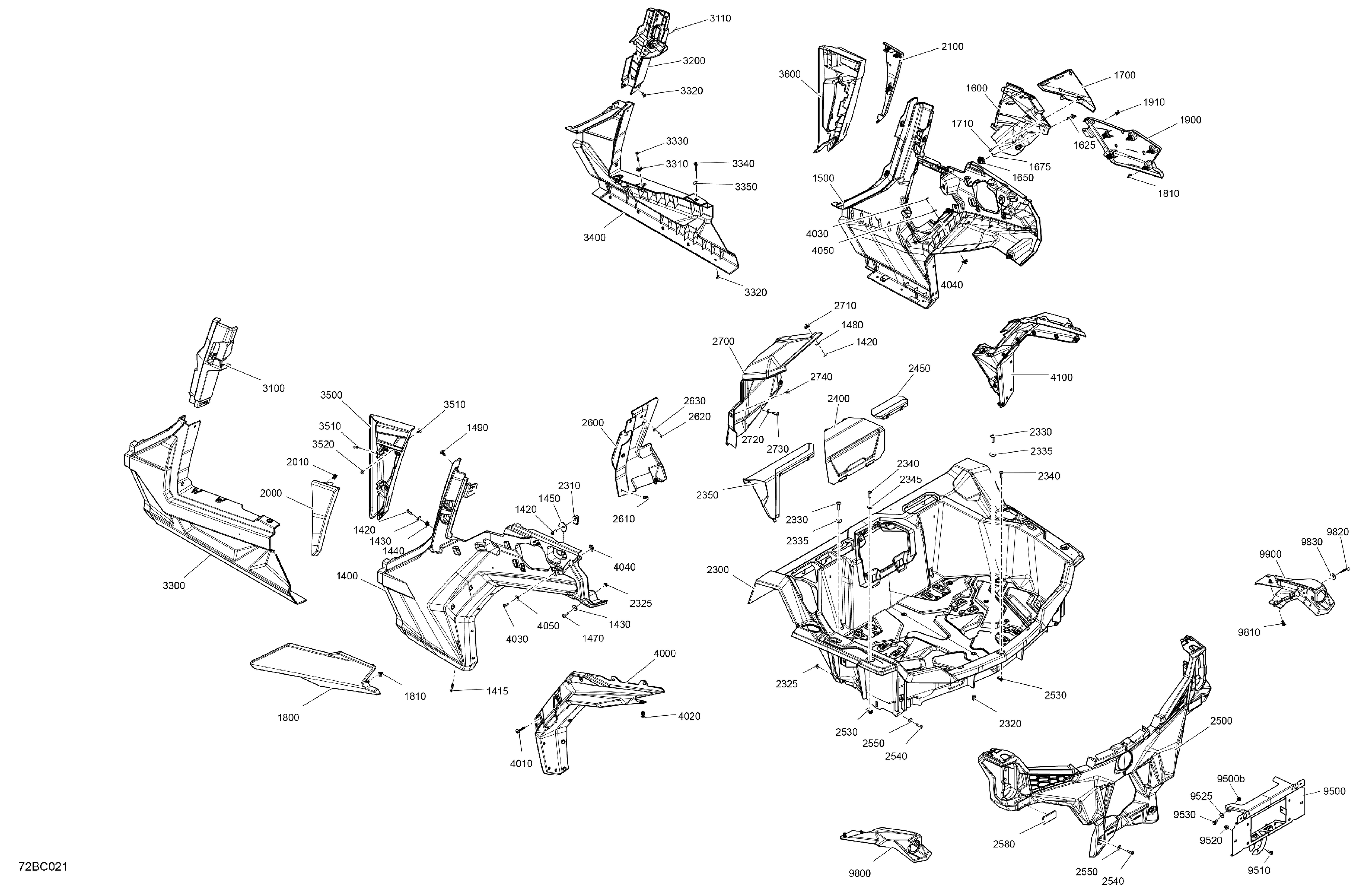 07 CARROSSERIE PARTIE ARRIERE POUR MAVERICK SPORT MAX 1000R DPS NOIR ETERNEL EPANO 2023