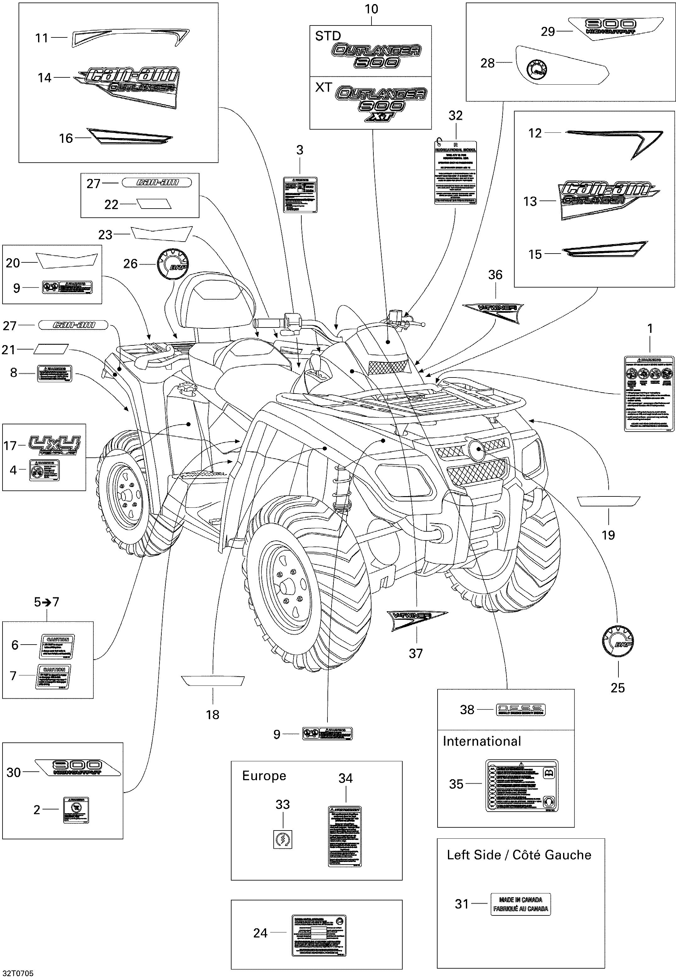 09 KITS DECO STD POUR OUTLANDER MAX 800 JAUNE 2007