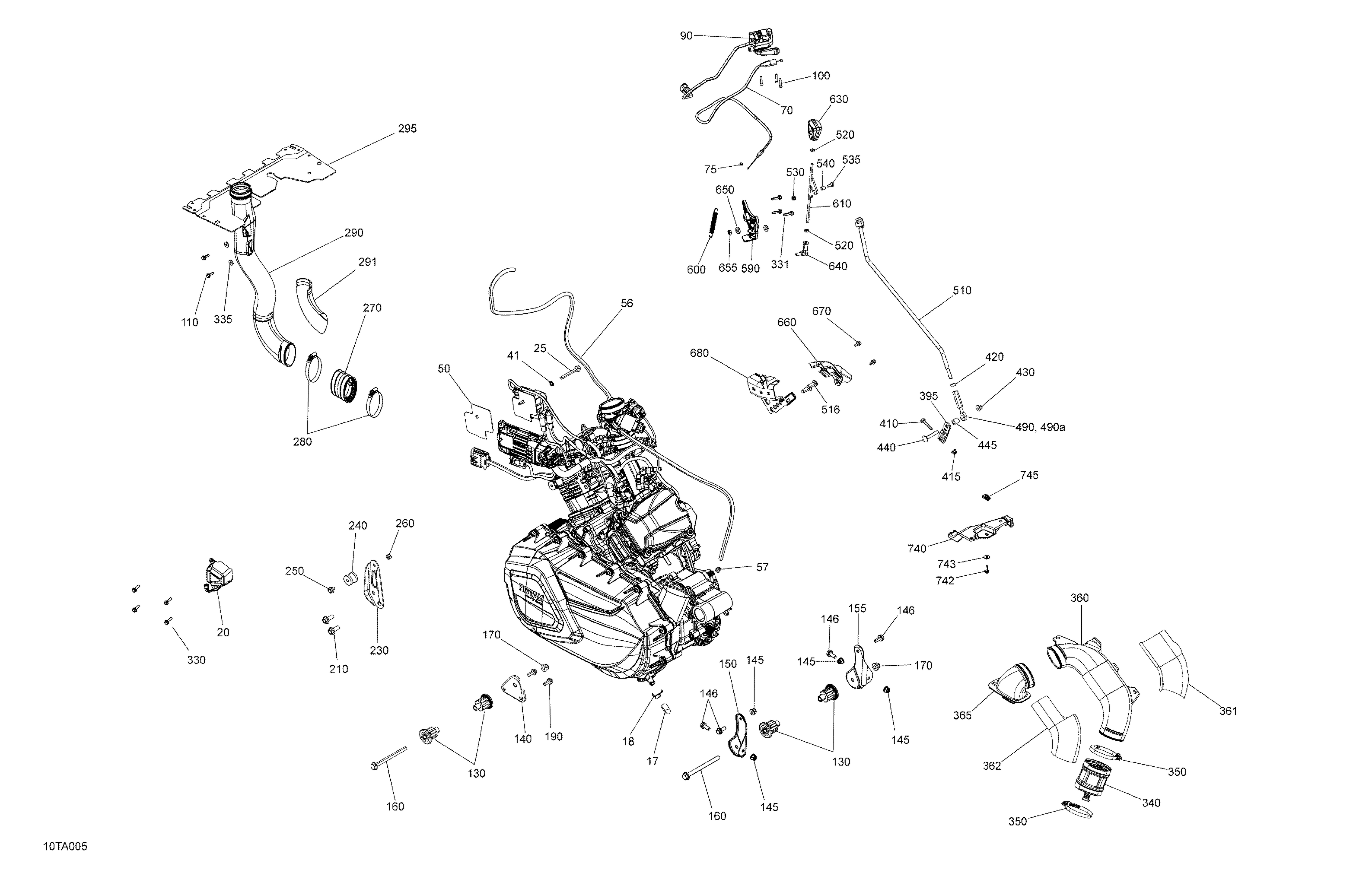 02 MOTEUR SYSTEME POUR OUTLANDER MAX 570 EFI STD ROUGE VIPERE 2021