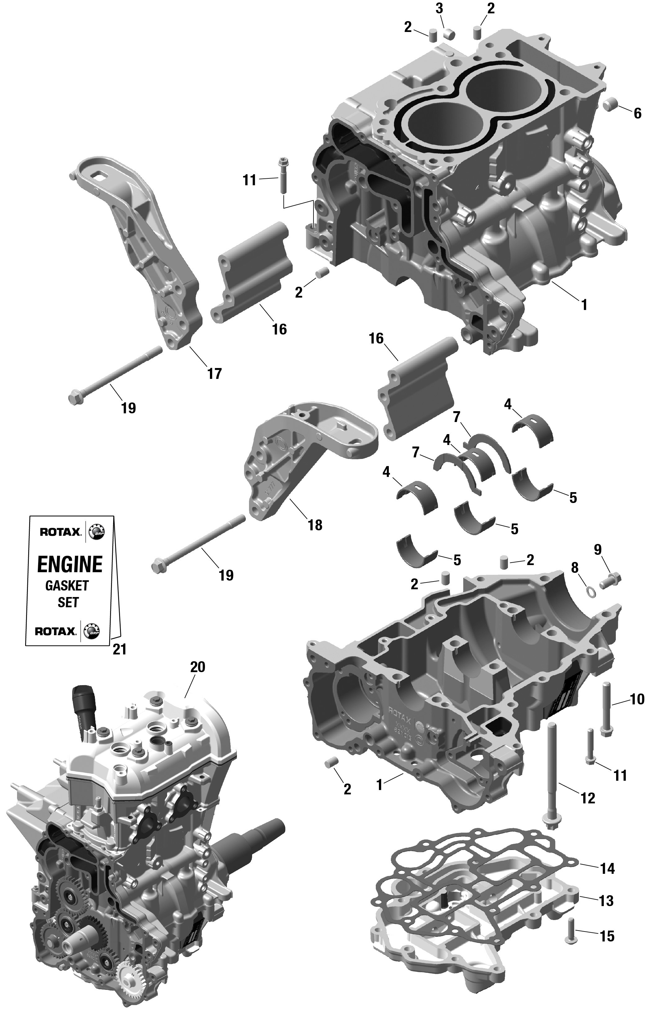 01 ROTAX CARTER MOTEUR POUR RYKER 600 ACE CVT BLACK 2023